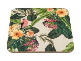 Maxwell & Williams The Blck Pen Frangipani Coasters - Set of 4 - Cork Back 10.5cm