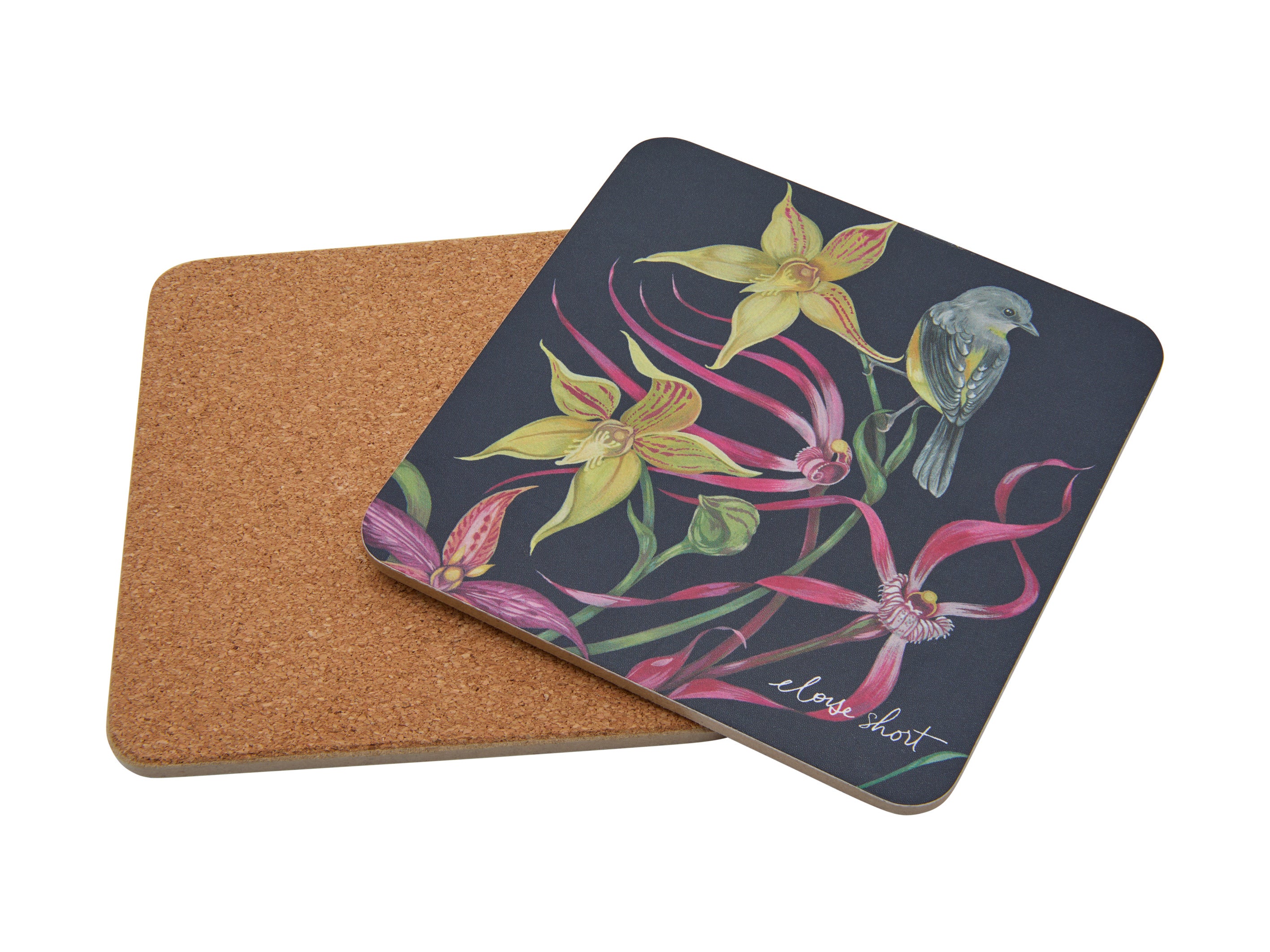 Maxwell & Williams Eloise Short Lyric Cork Back Coasters 10.5cm - Assorted - Set of 4