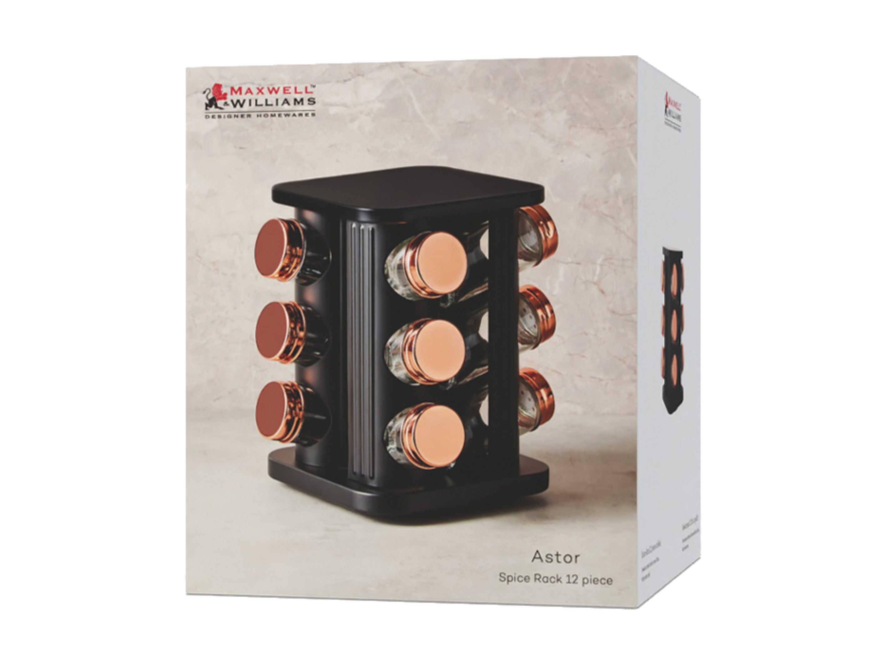 Maxwell & Williams Astor Spice Rack 12pc - Black