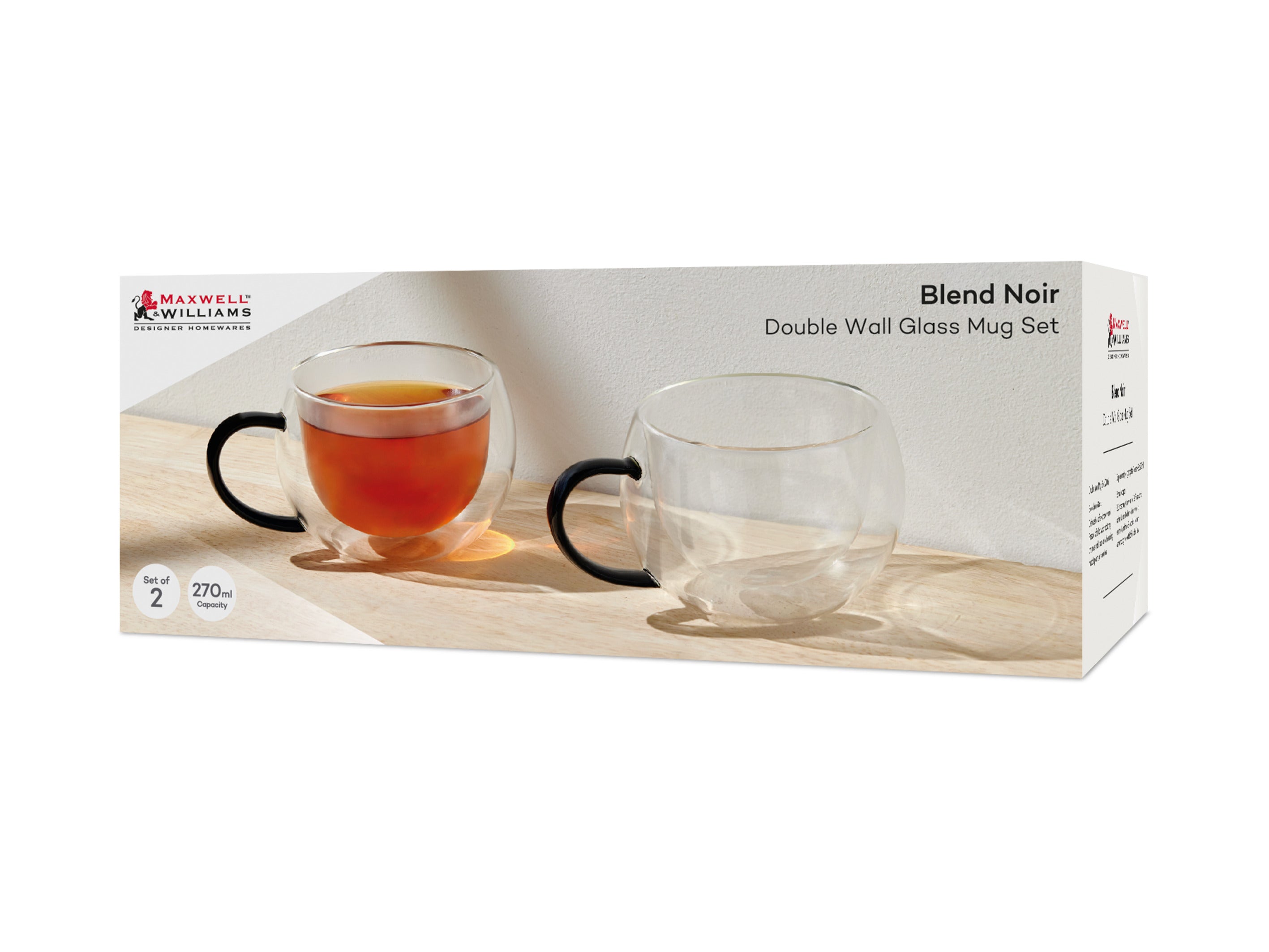 Maxwell & Williams Blend Double Wall Glass Mugs 350ml Set of 2