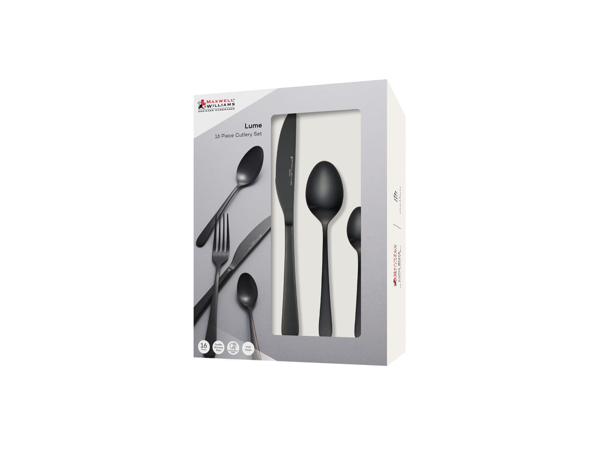 Maxwell & Williams Lume 16pcs Cutlery Set Black Gift Boxed