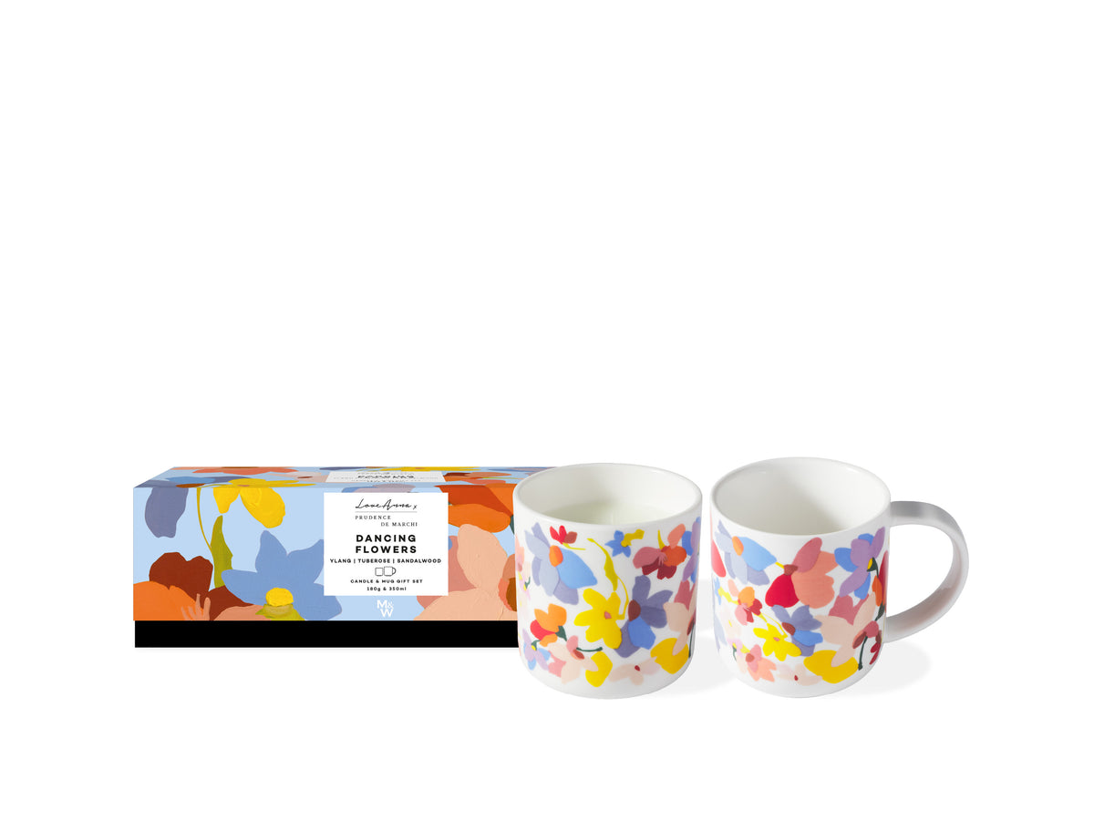 Love Anna x Prudence De Marchi Dancing Flowers Candle & Mug Gift Set 180g & 350ml Gift Boxed