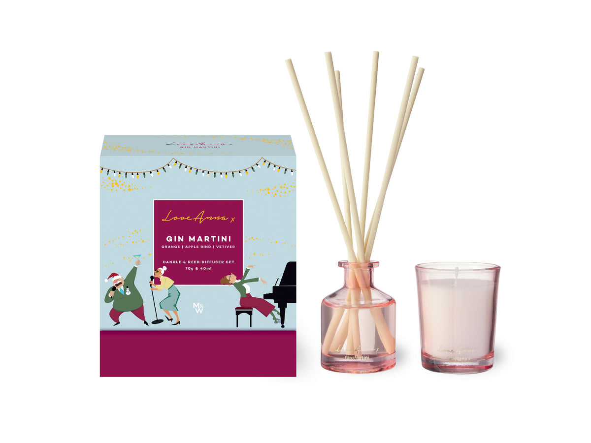 Love Anna x Jolly Folk Gin Martini Candle & Diffuser Set 70g & 40ML Gift Boxed