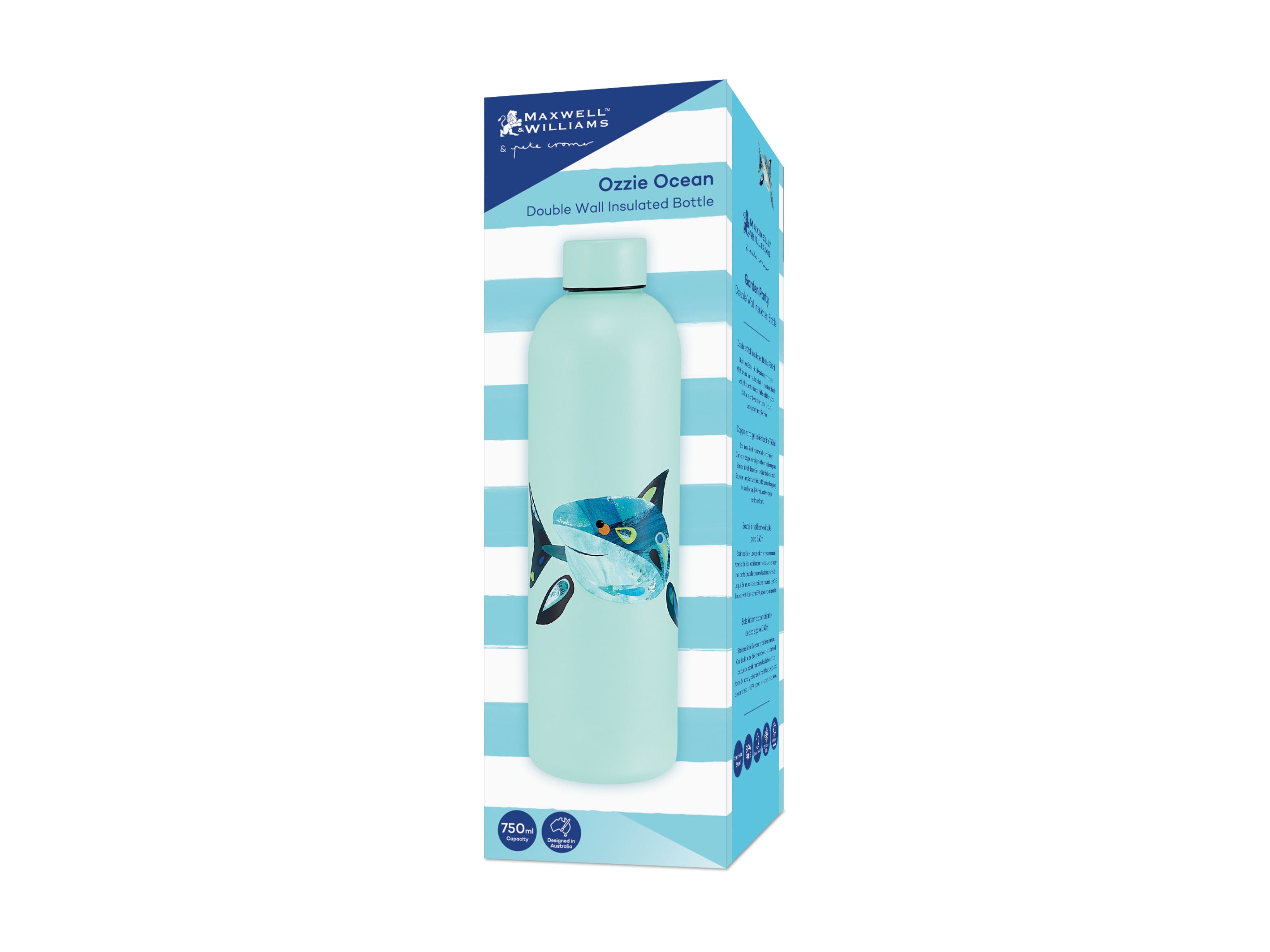 Maxwell & Williams Pete Cromer Ozzie Ocean Double Wall Insulated Bottle 750ml - Shark
