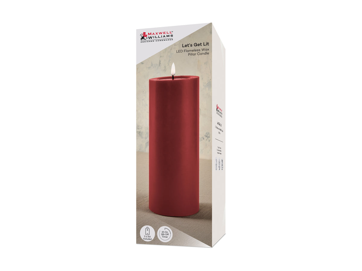 Maxwell & Williams Let's Get Lit LED Flameless Candle 10x25cm Cherry Gift Boxed