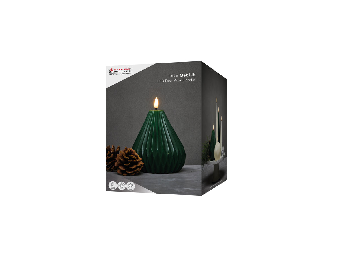 Maxwell & Williams Let's Get Lit Christmas Candle Pear 12x14cm Pine Gift Boxed