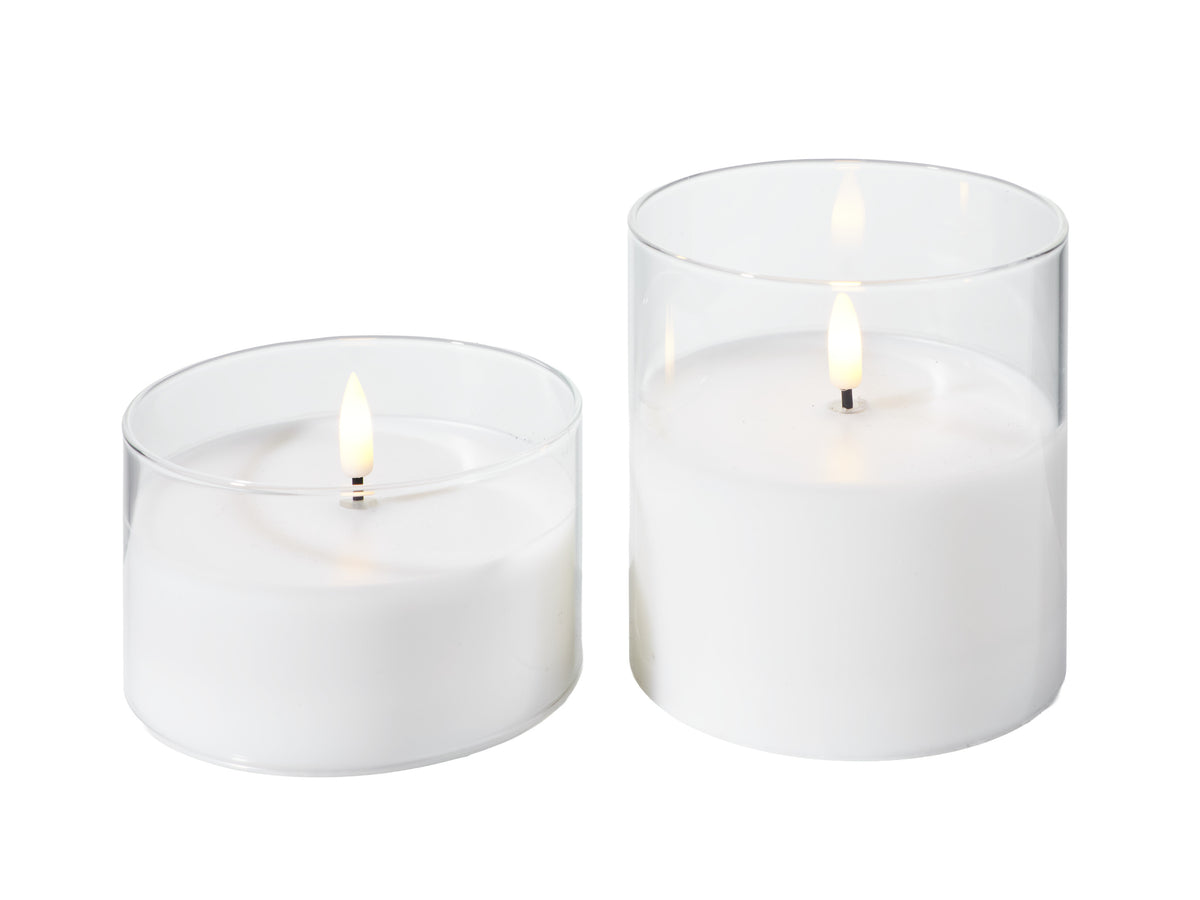 Maxwell & Williams Let's Get Lit LED Flameless Candle Glass Hurricane Clear Set of 2 Gift Boxed
