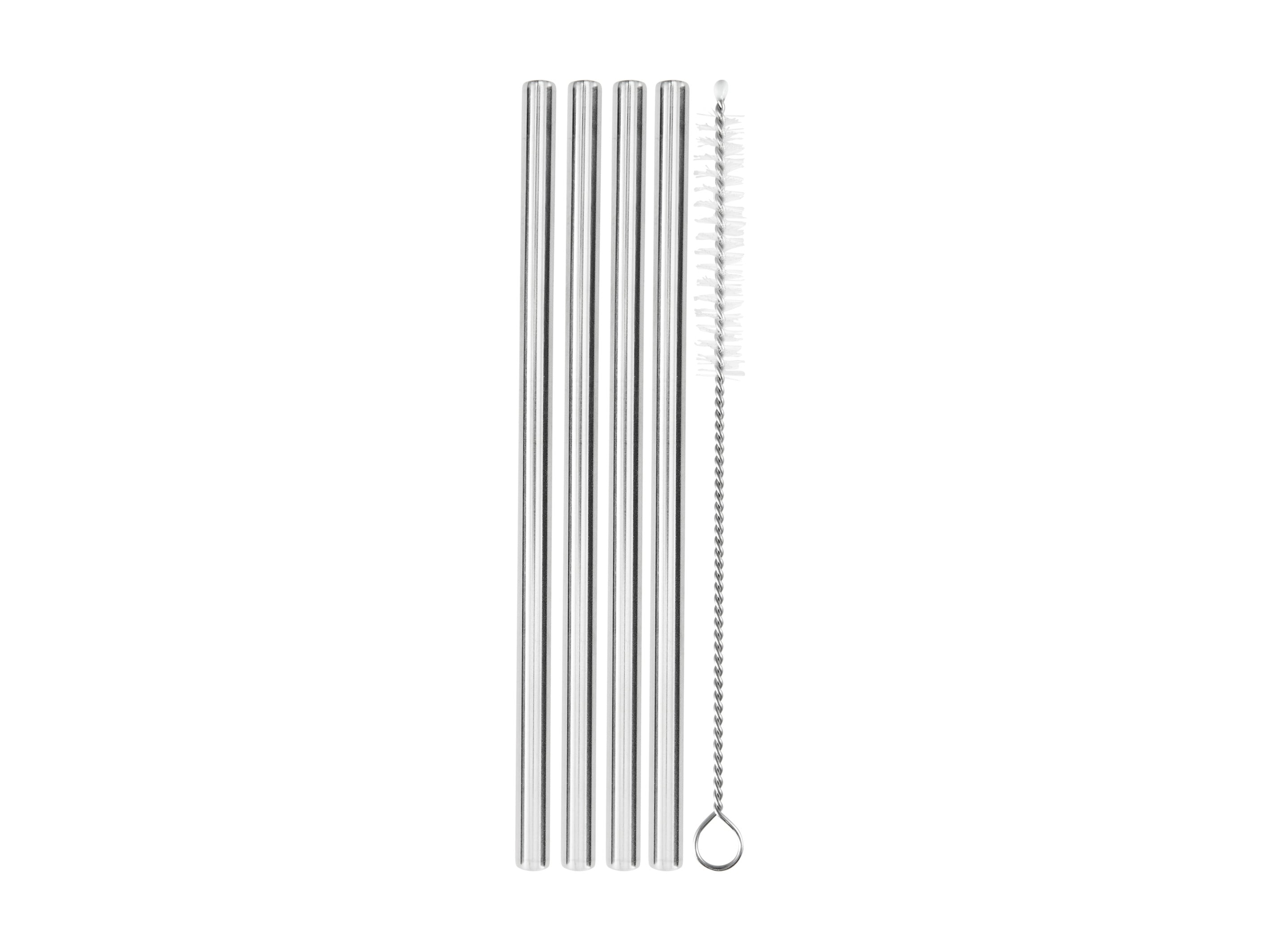Maxwell & Williams Cocktail & Co. Reusable 4pc Cocktail Straws With Brush Set - Stainless Steel