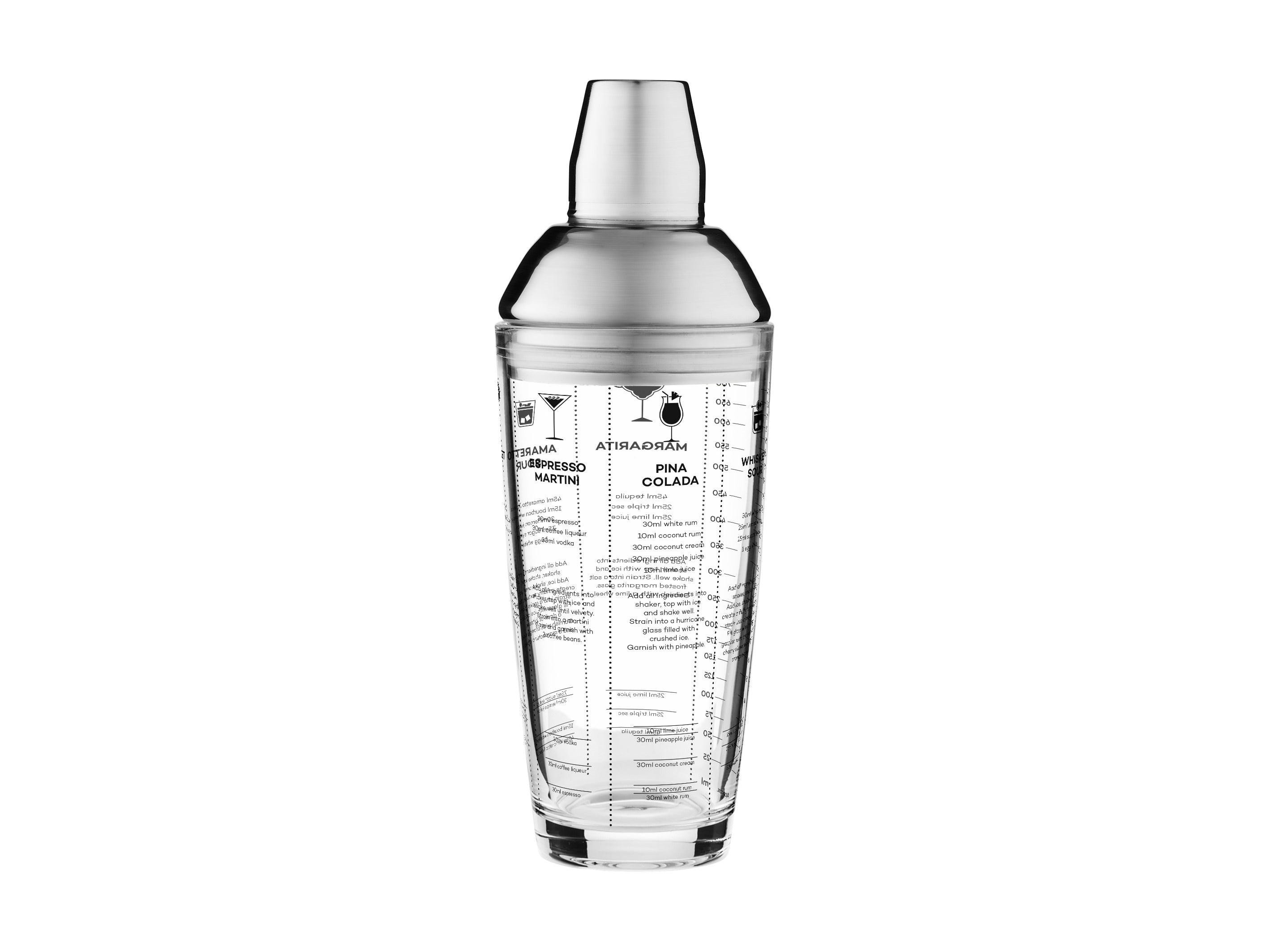 Maxwell & Williams Cocktail & Co. Glass Cocktail Recipe Shaker - 680ml