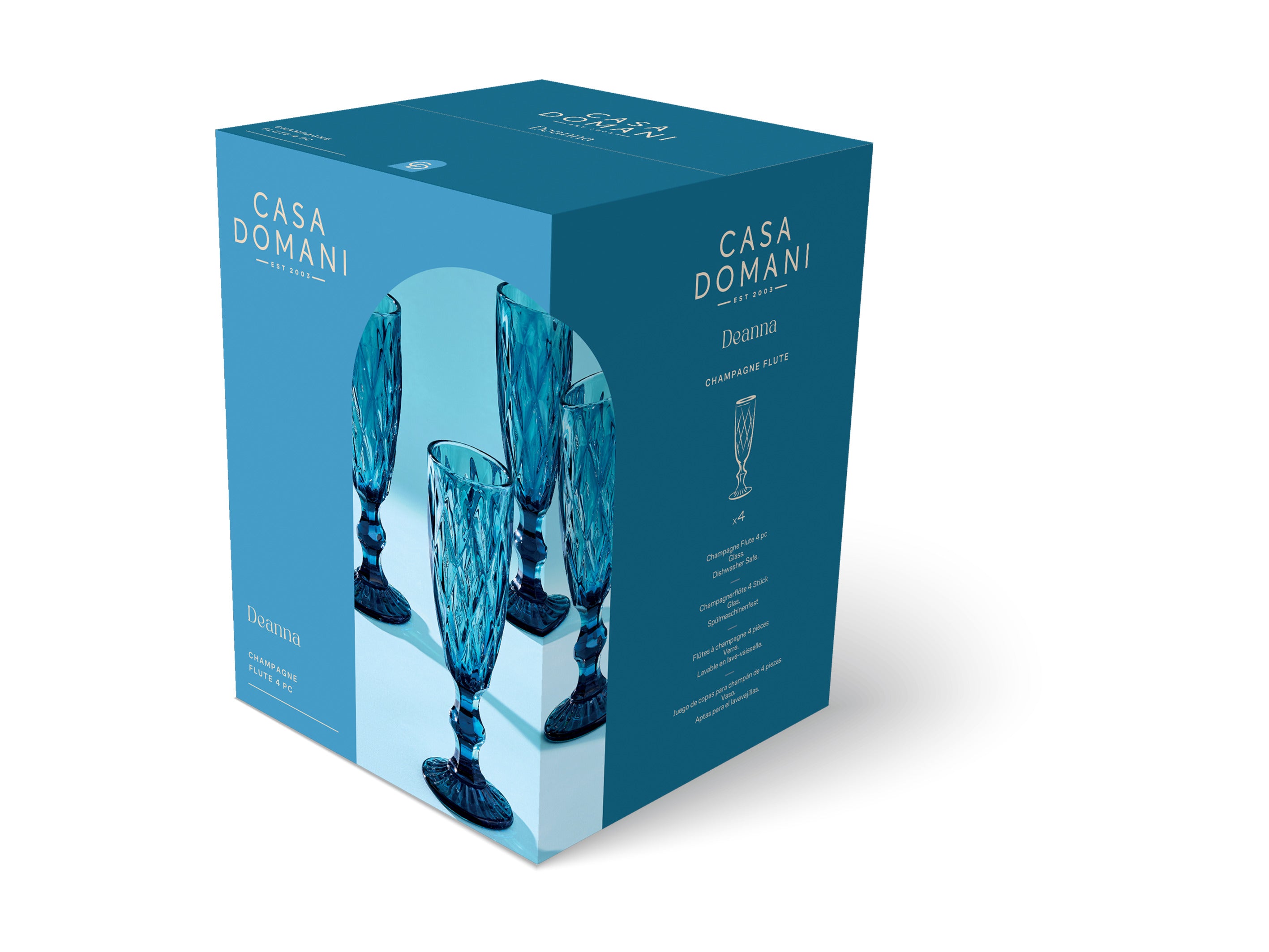 Casa Domani Deanna Champagne Flute - Set of 4 - Blue