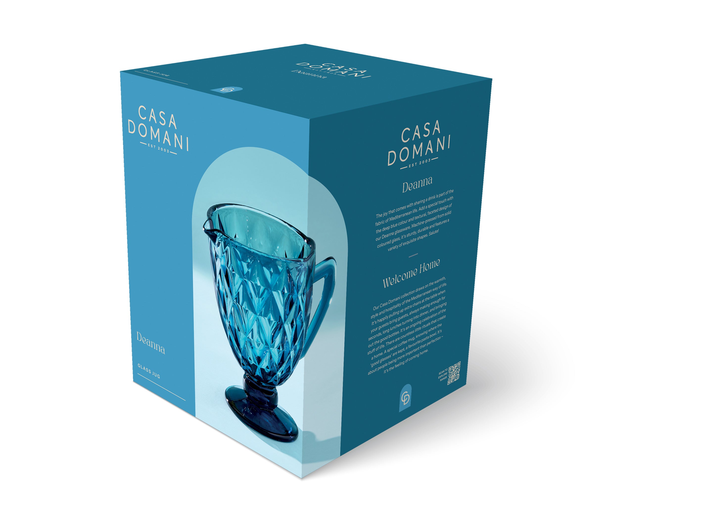 Casa Domani Deanna Glass Jug 1.1 Litre - Blue
