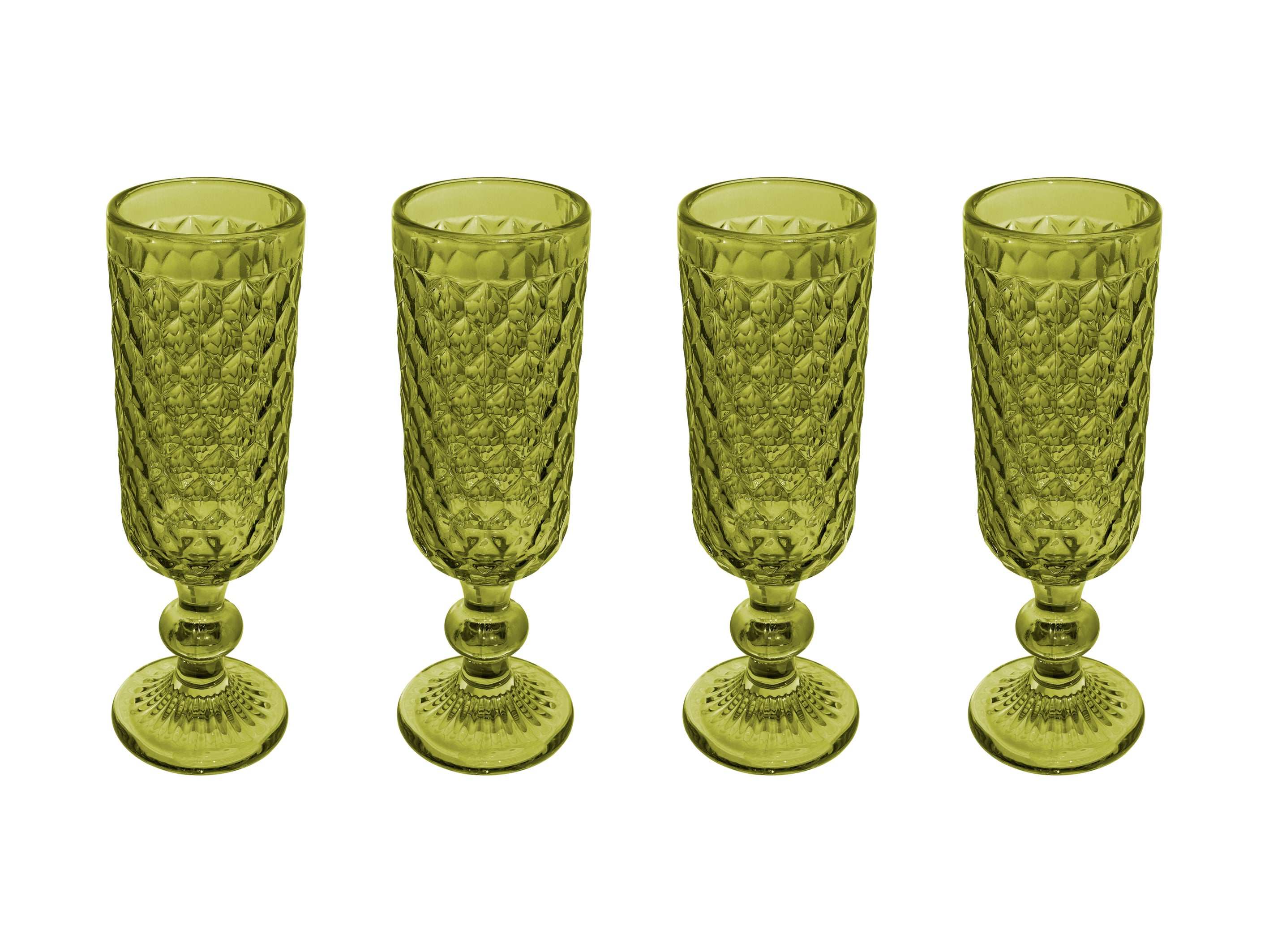Casa Domani Caterina Champagne Flute Glasses 4pc - Green
