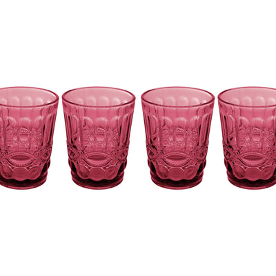 Casa Domani Gabriella Double Old Fashion Glasses - Set of 4 - Pink