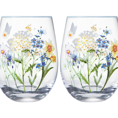 Maxwell & Williams Fluttering Meadow Stemless Glass 550ml Set of 2 - Gift Boxed