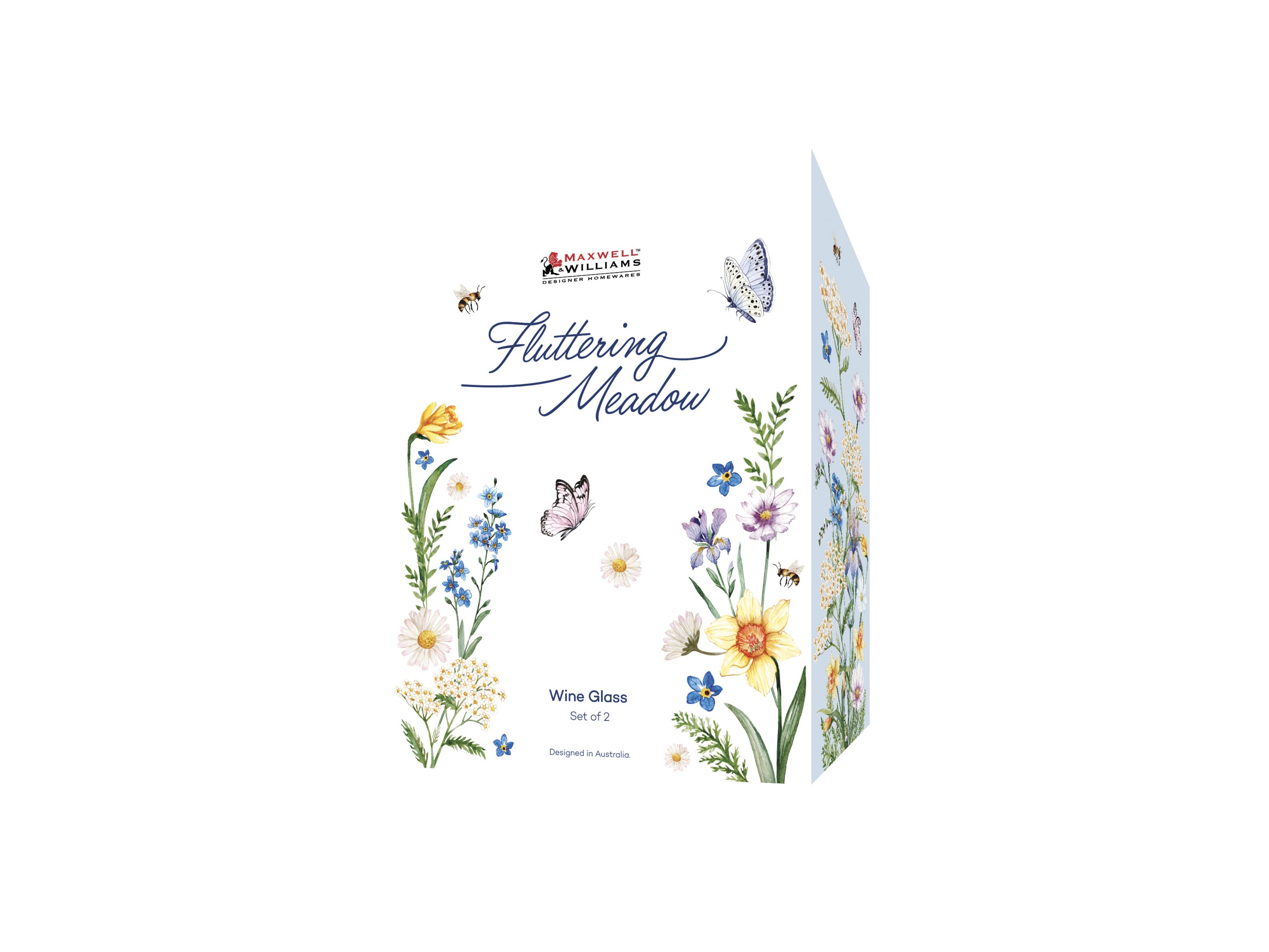 Maxwell & Williams Fluttering Meadow Wine Glass 580ml Set of 2 - Gift Boxed