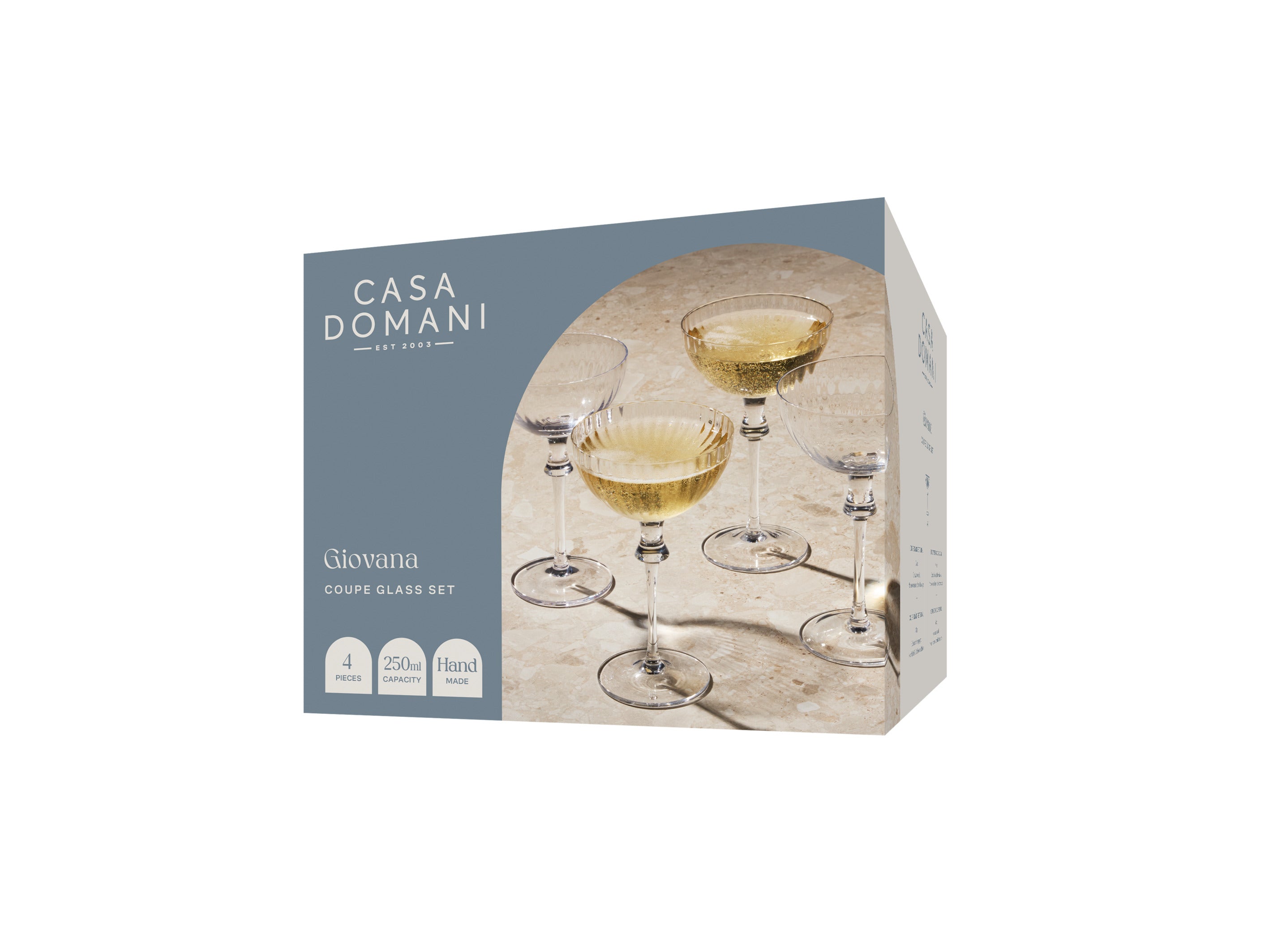 Casa Domani Giovana Coupe Glass Set of 4 Gift Boxed - 250ml