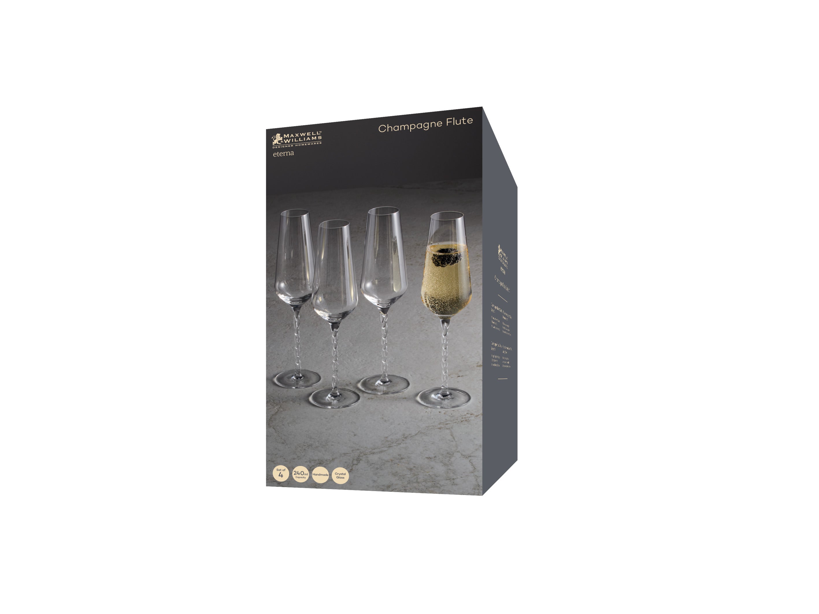 Maxwell & Williams Eterna Champagne Flute 240ml Set of 4 Gift Boxed