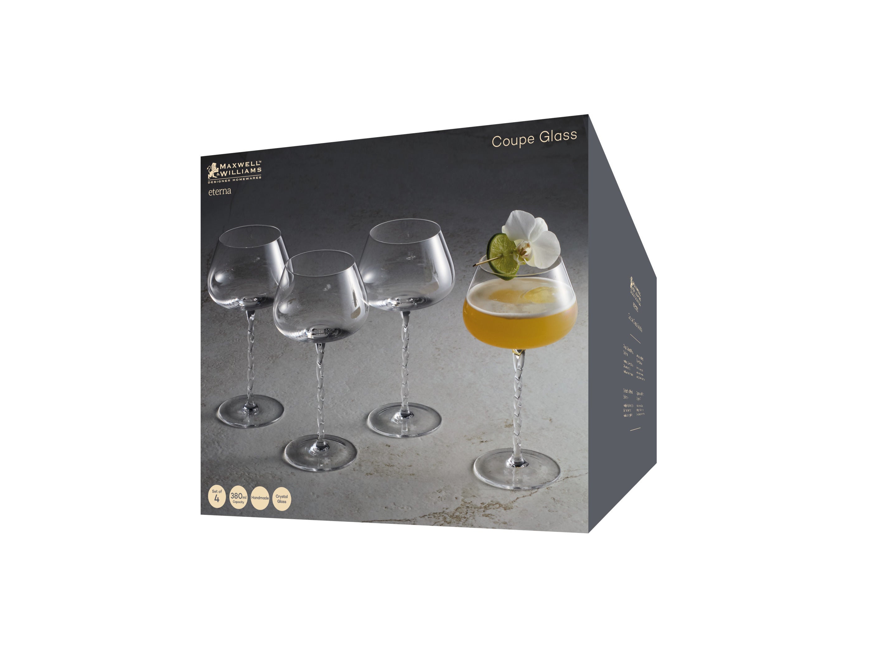 Maxwell & Williams Eterna Coupe Glass 380ml Set of 4 Gift Boxed