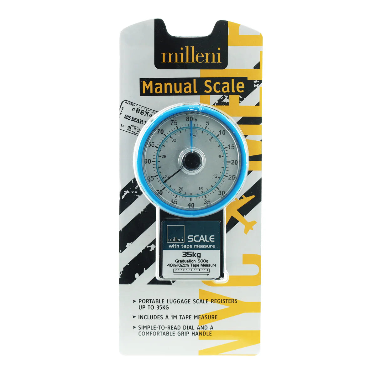 Milleni Travel Manual Luggage Scale With Tape Measure