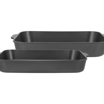 Maxwell & Williams Cast Lite Non-Stick Roaster Set of 2 Black Gift Boxed - 34/38cm
