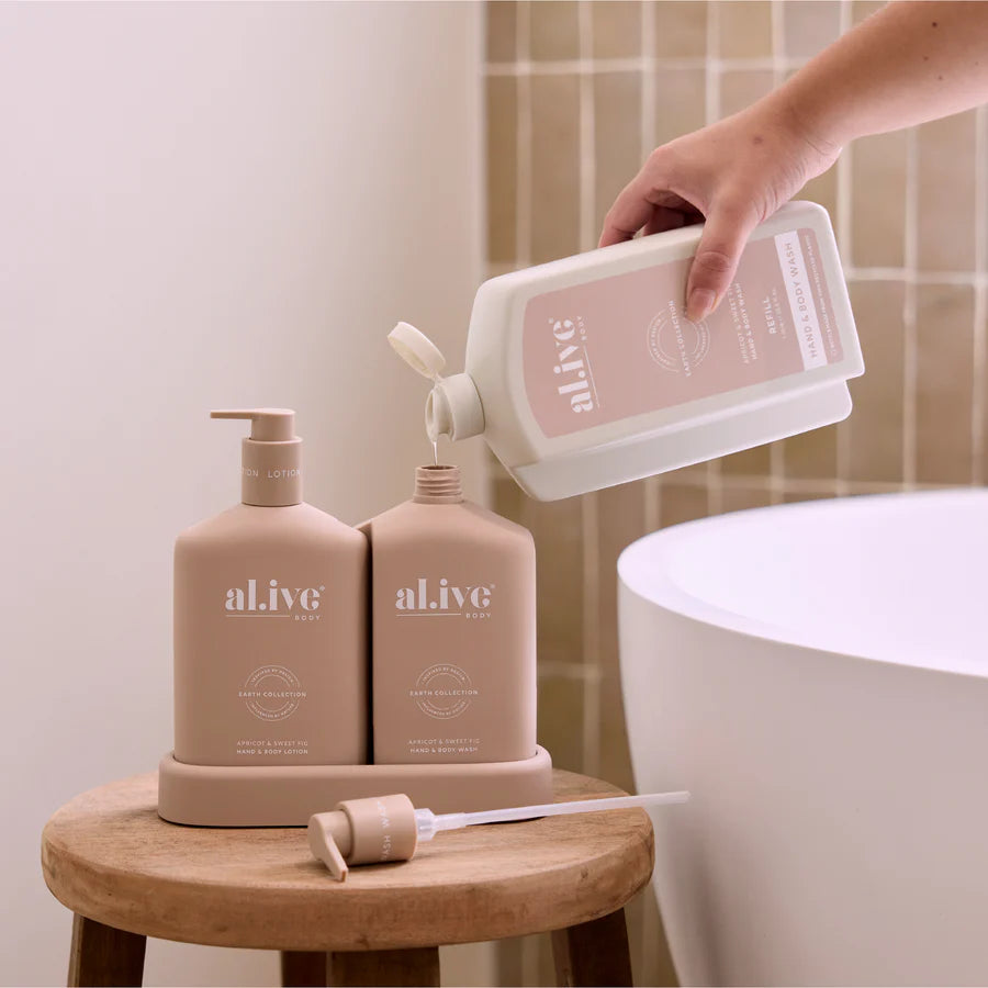 al.ive Hand & Body Wash Refill 1L - Apricot & Sweet Fig (Made in Australia)