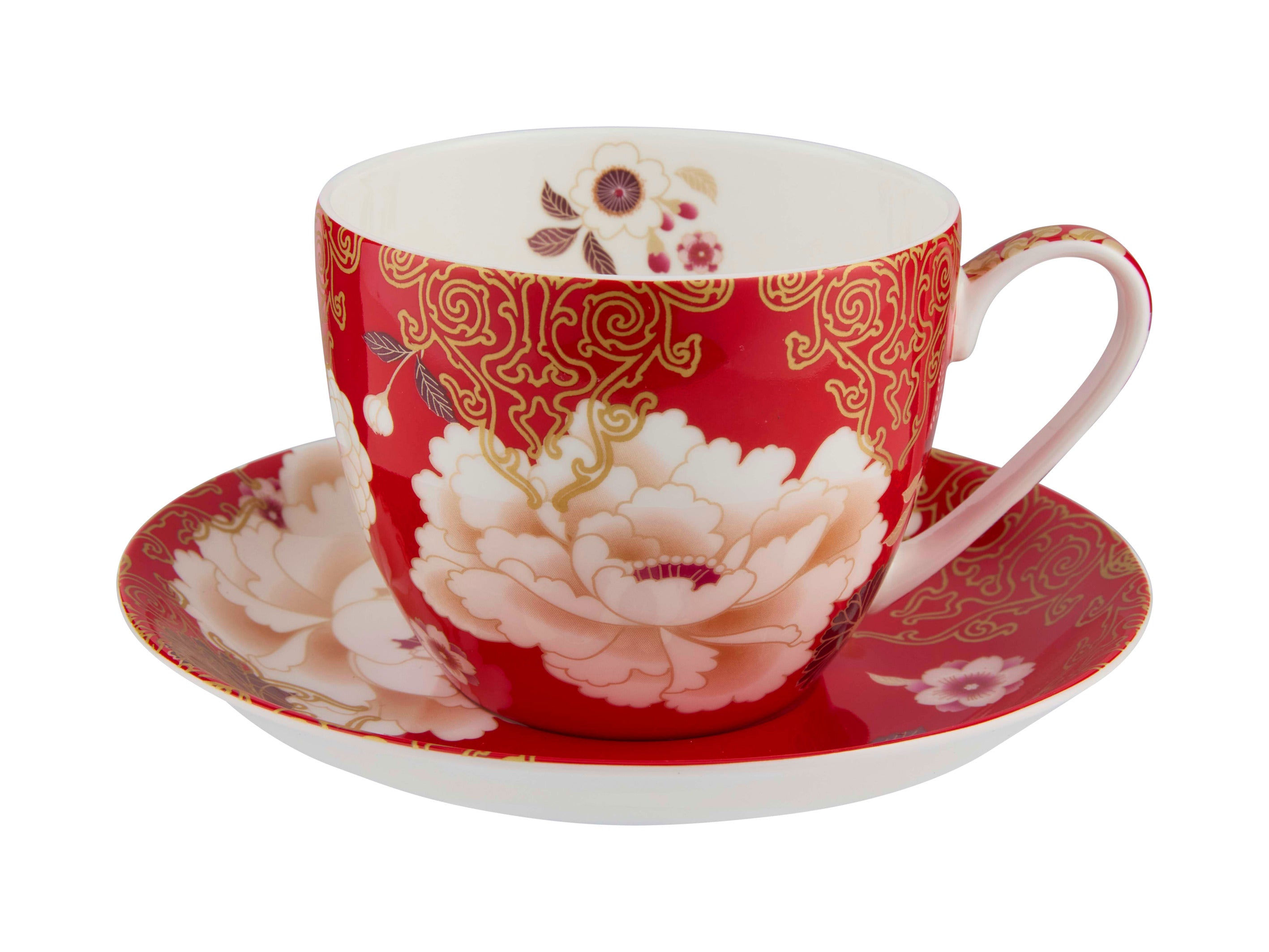 Maxwell & Williams Kimono Cup & Saucer 300ml - Red - Gift Boxed