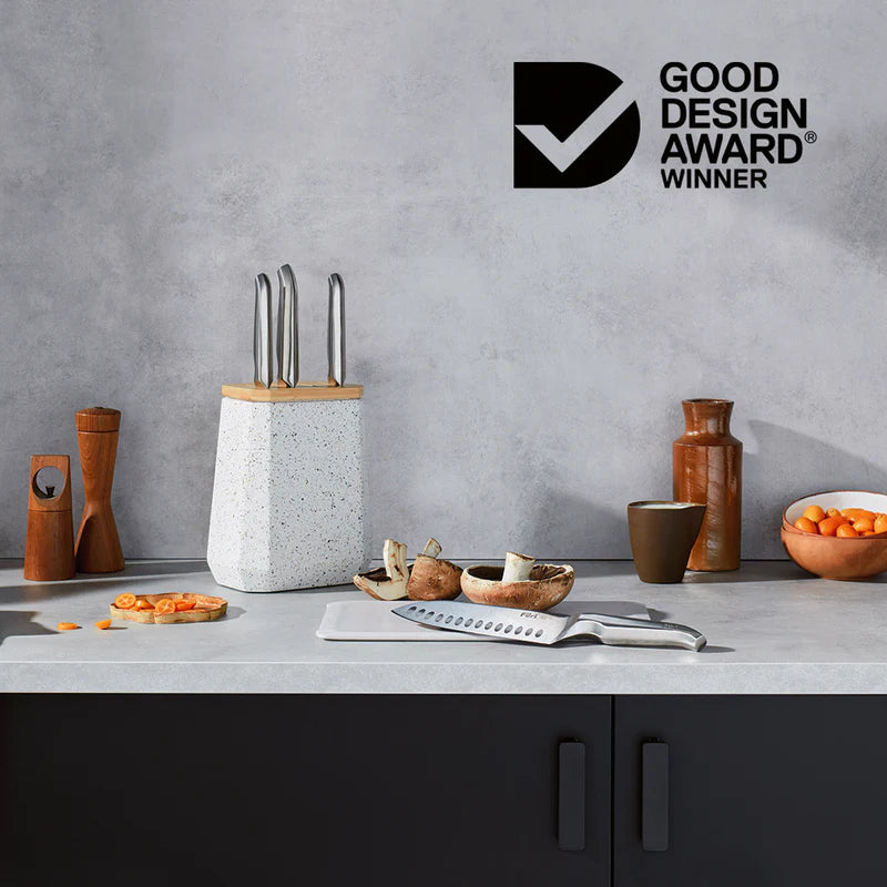 Furi Stone Knife Block Set Sepia Terrazzo - 5 Piece