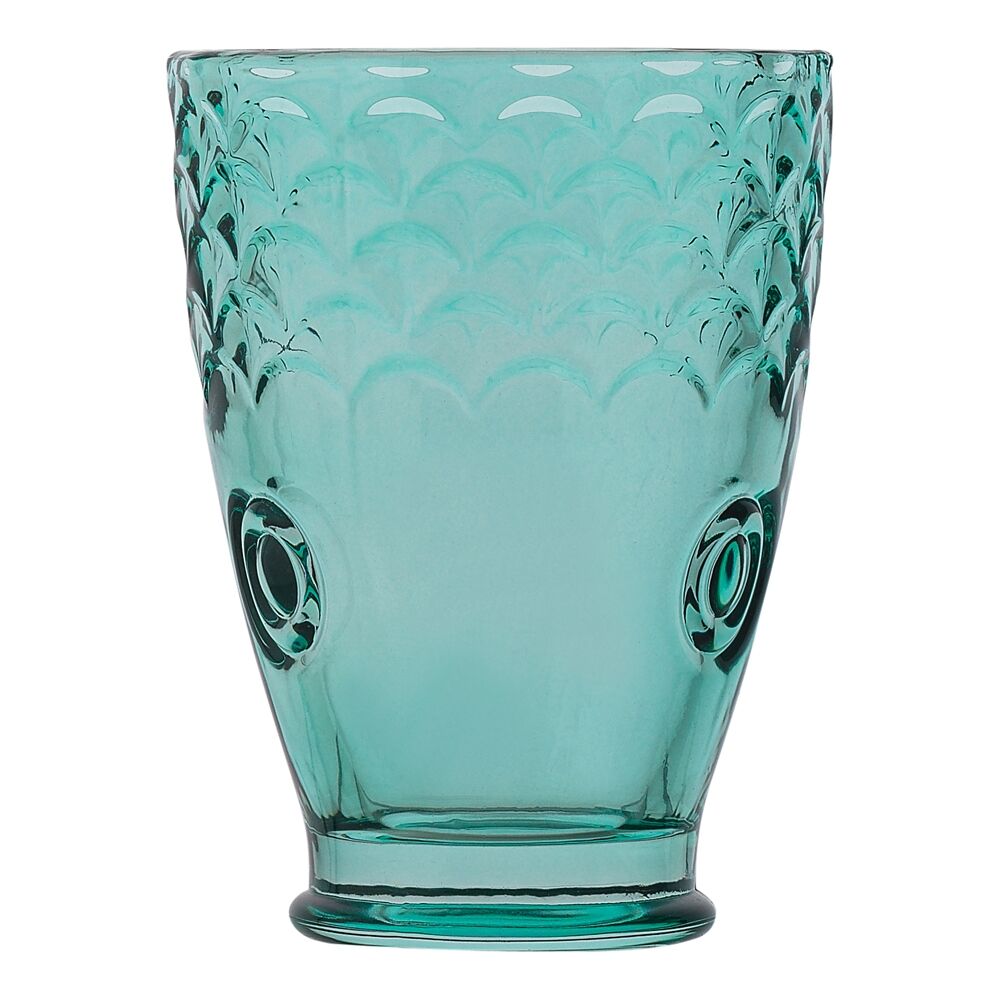 Porto 4pc Mare Fish-Shaped Soda Lime Glass Tumblers Cups 210ml - Green