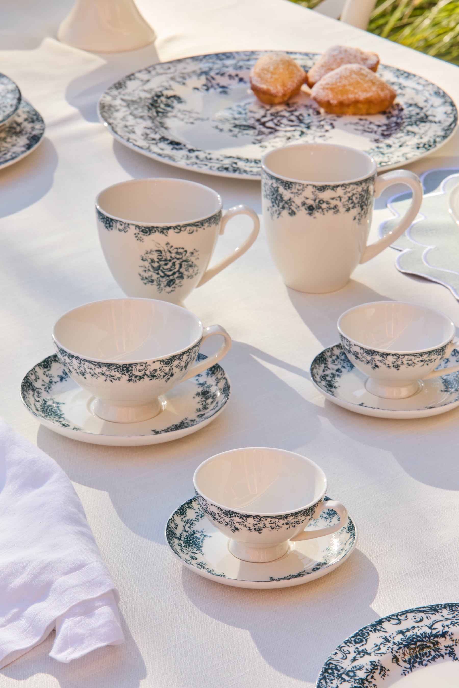Casa Domani Rosetta Demi Cup & Saucer Set of 2 Antique Blue Gift Boxed - 90ml