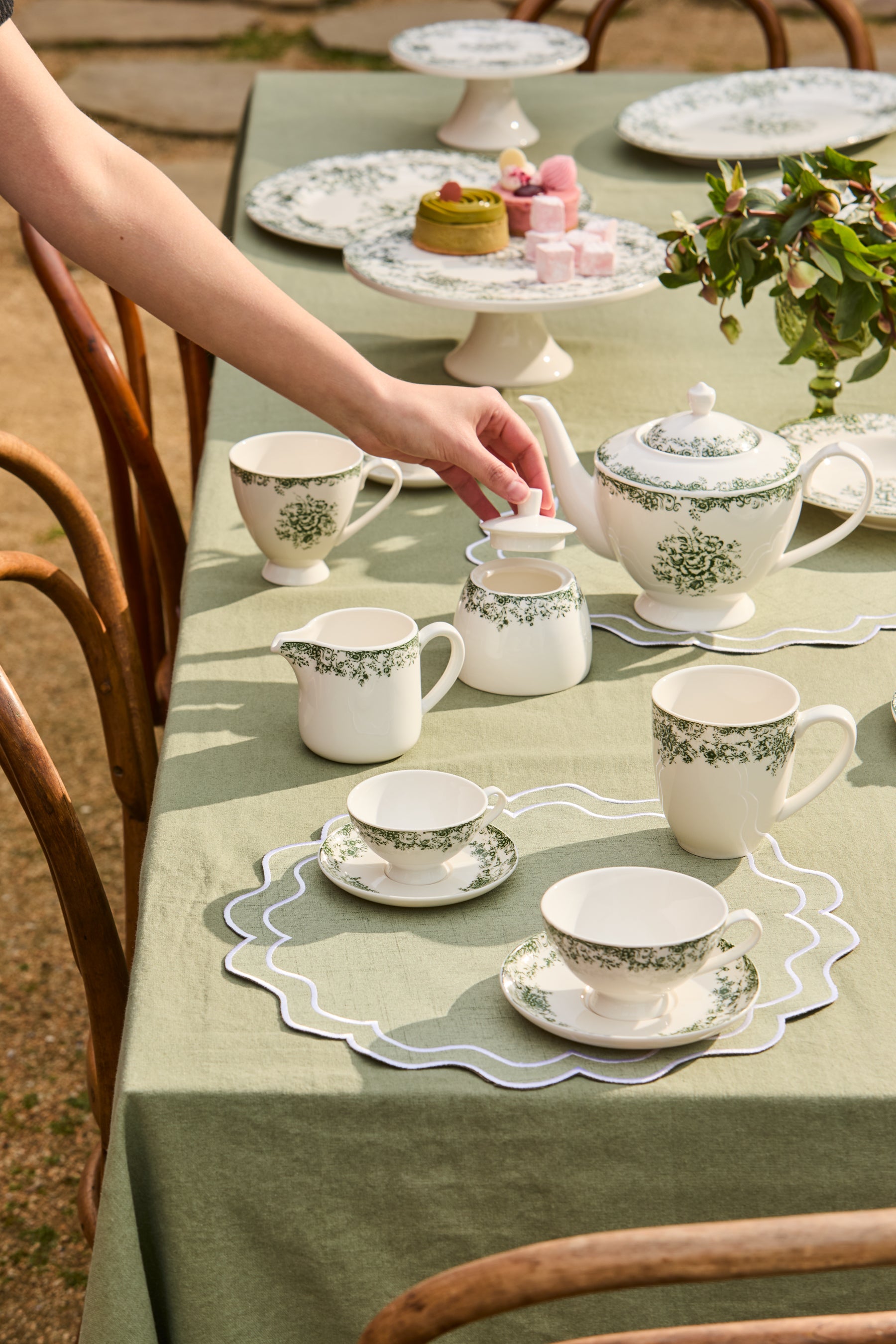 Casa Domani Rosetta Sugar & Creamer Set Antique Green - Gift Boxed