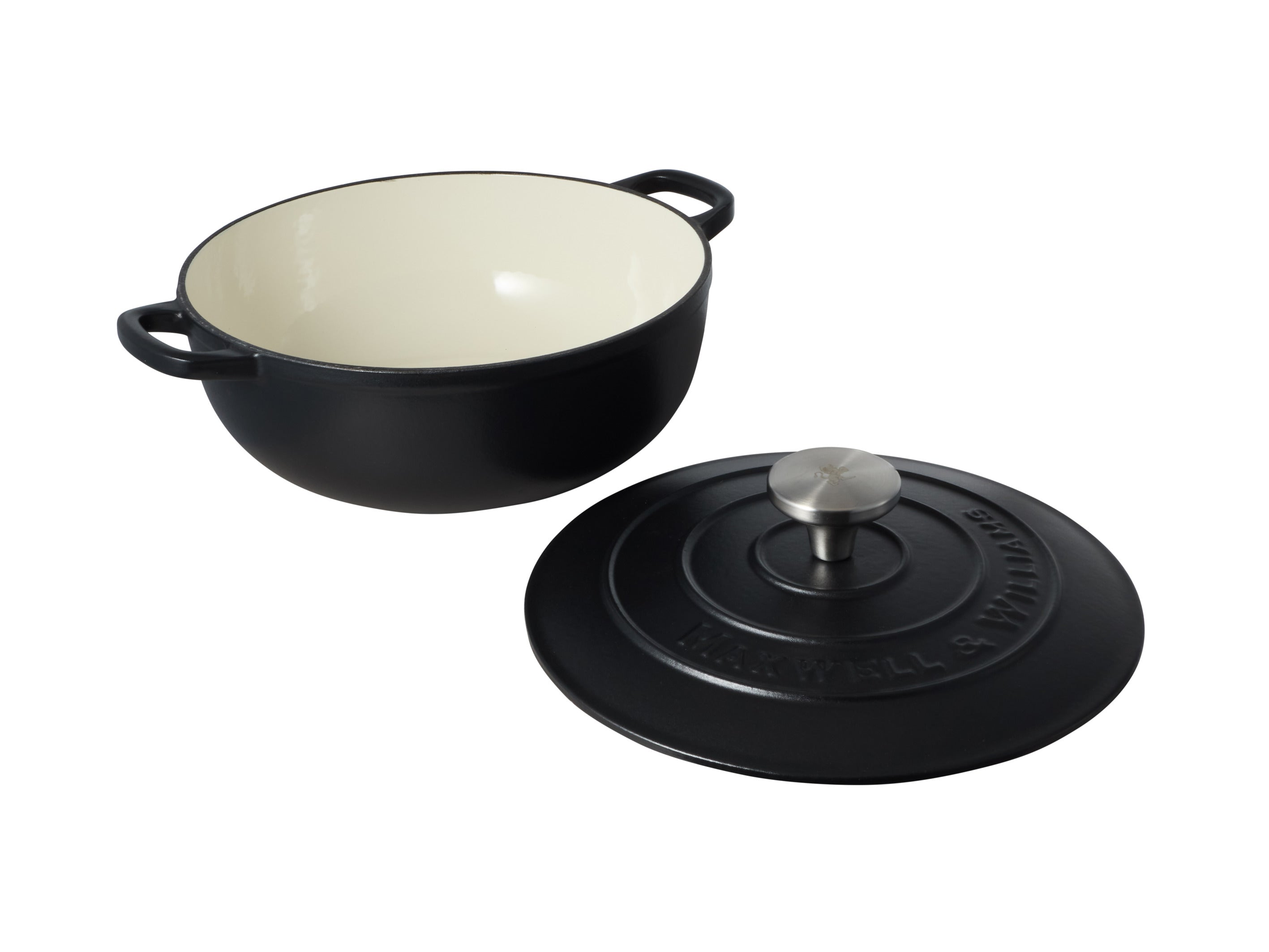 Maxwell & Williams Cast Iron Round Casserole Black 24cm / 3.3L Gift Boxed