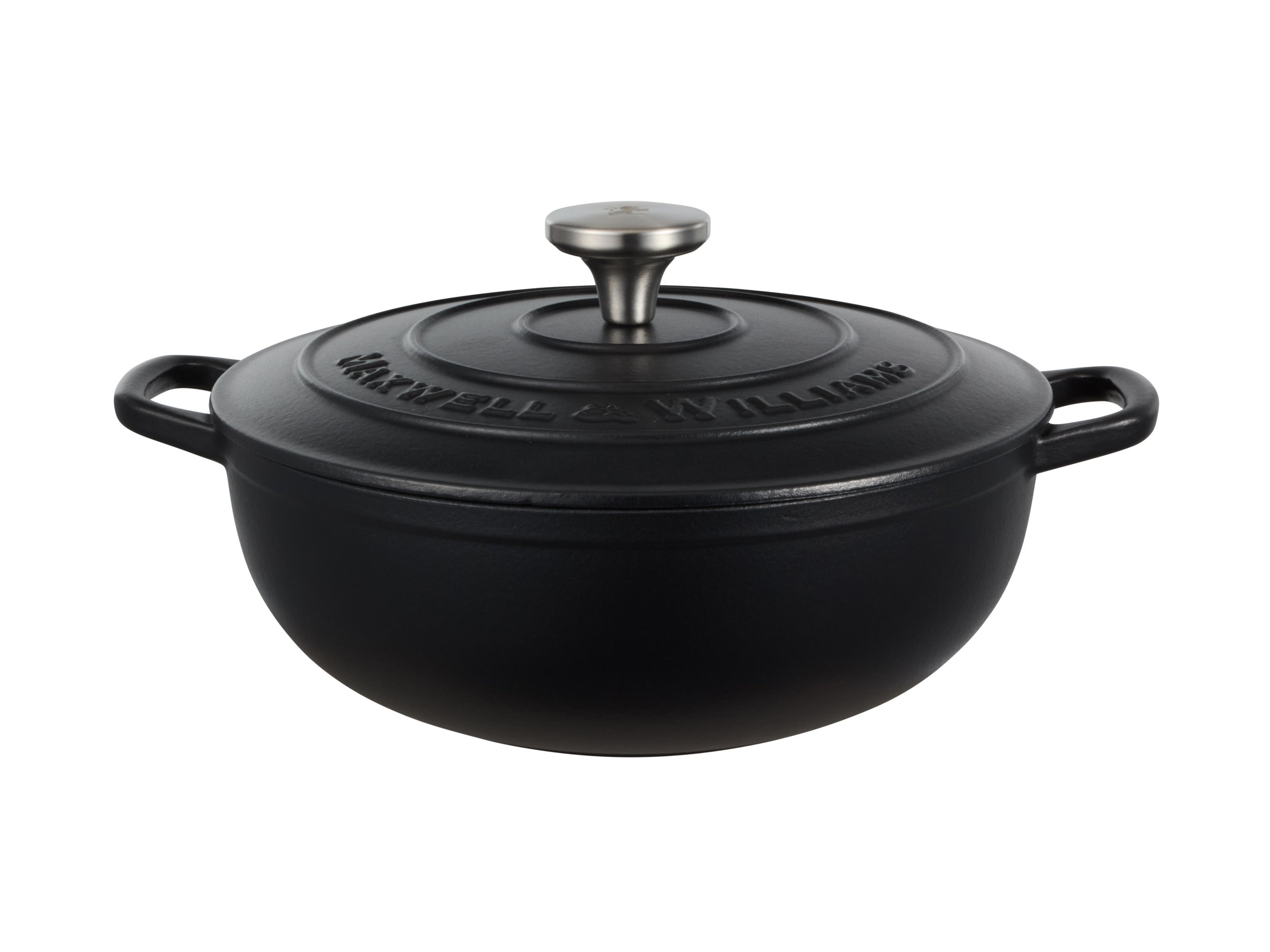 Maxwell & Williams Cast Iron Round Casserole Black 26cm / 4L Gift Boxed