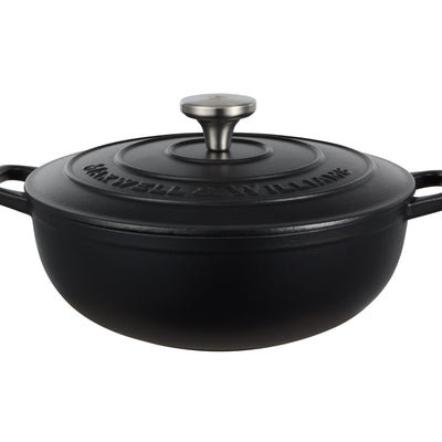 Maxwell & Williams Cast Iron Round Casserole Black 26cm / 4L Gift Boxed