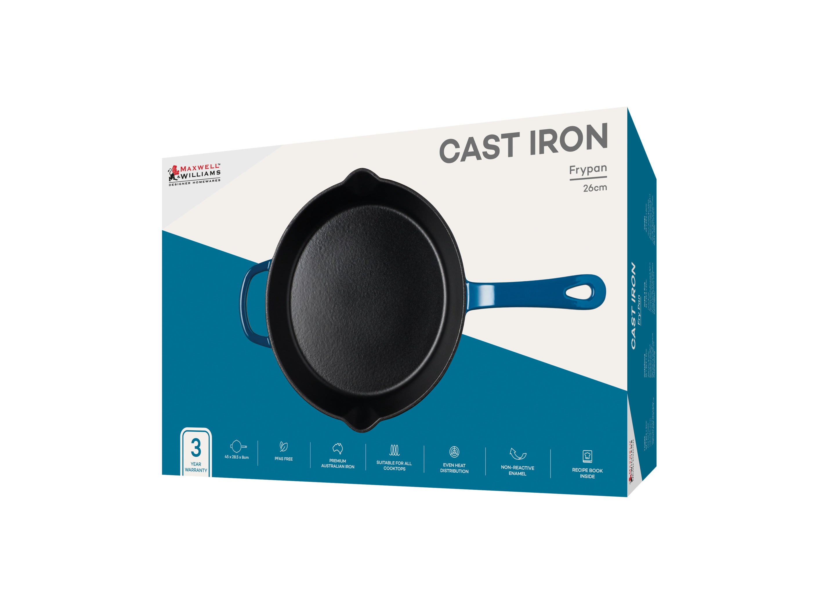 Maxwell & Williams Cast Iron Frypan Midnight Blue 26cm Gift Boxed