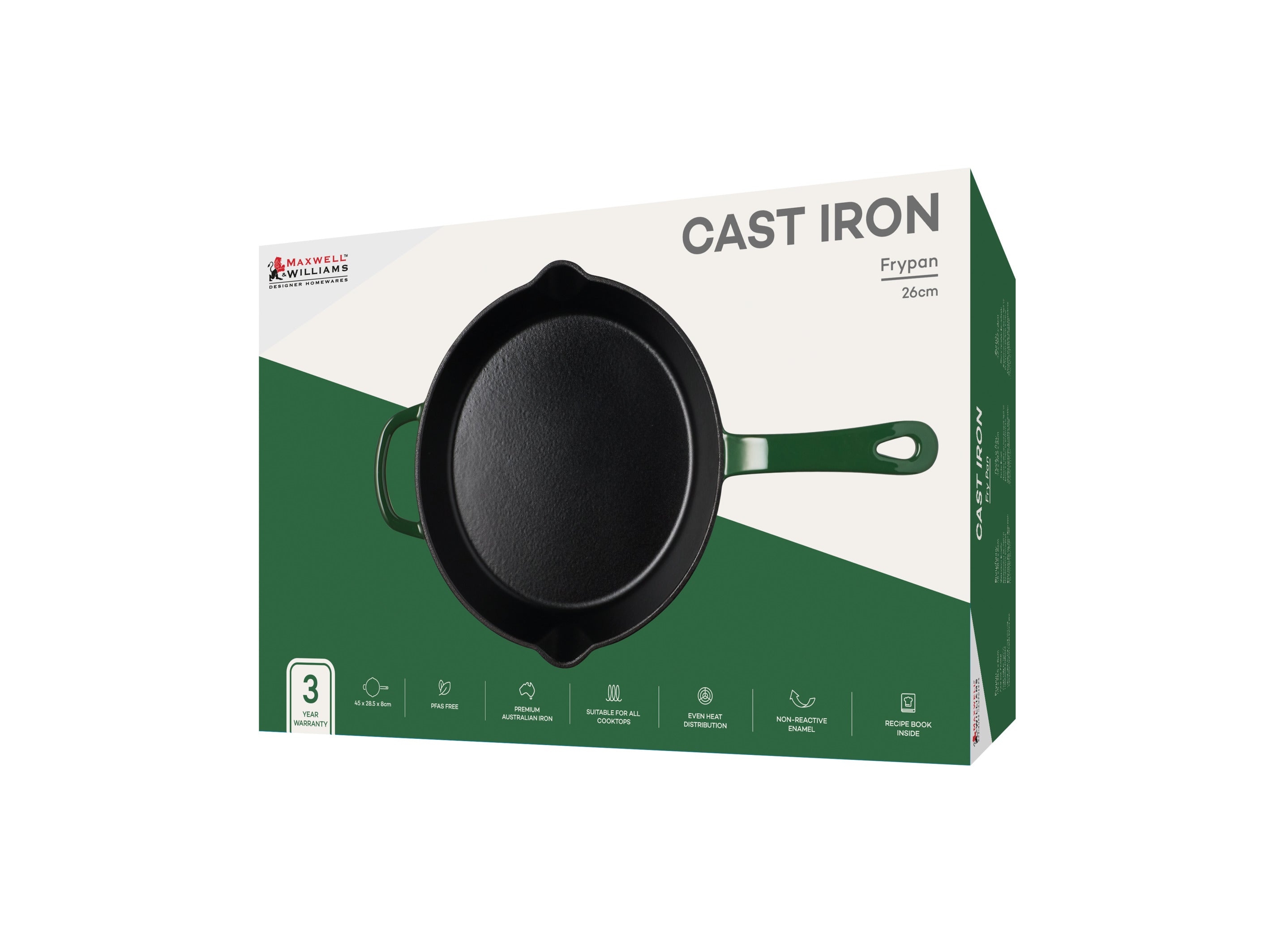 Maxwell & Williams Cast Iron Frypan English Racing Green 26cm Gift Boxed