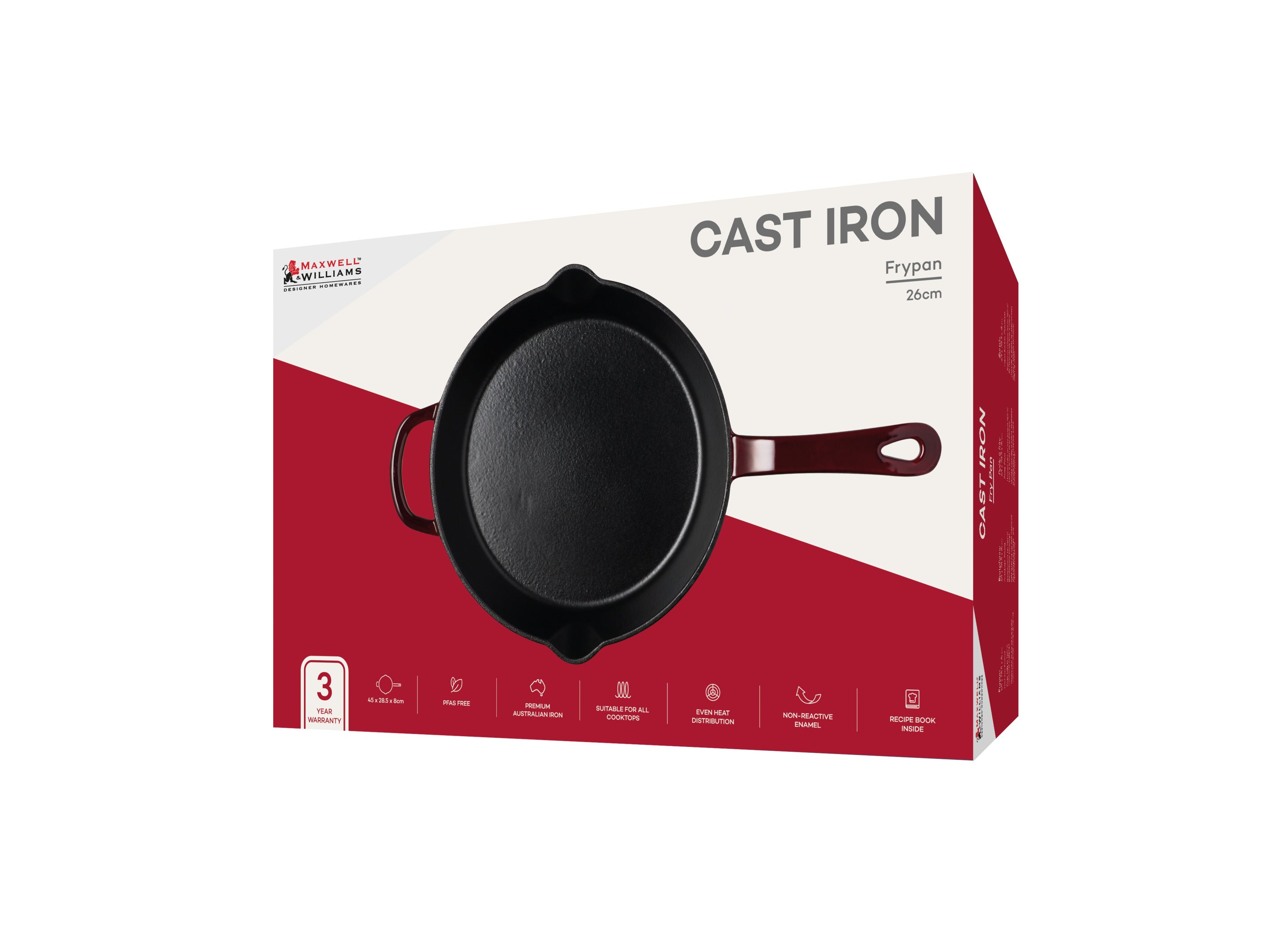 Maxwell & Williams Cast Iron Frypan Merlot 26cm Gift Boxed