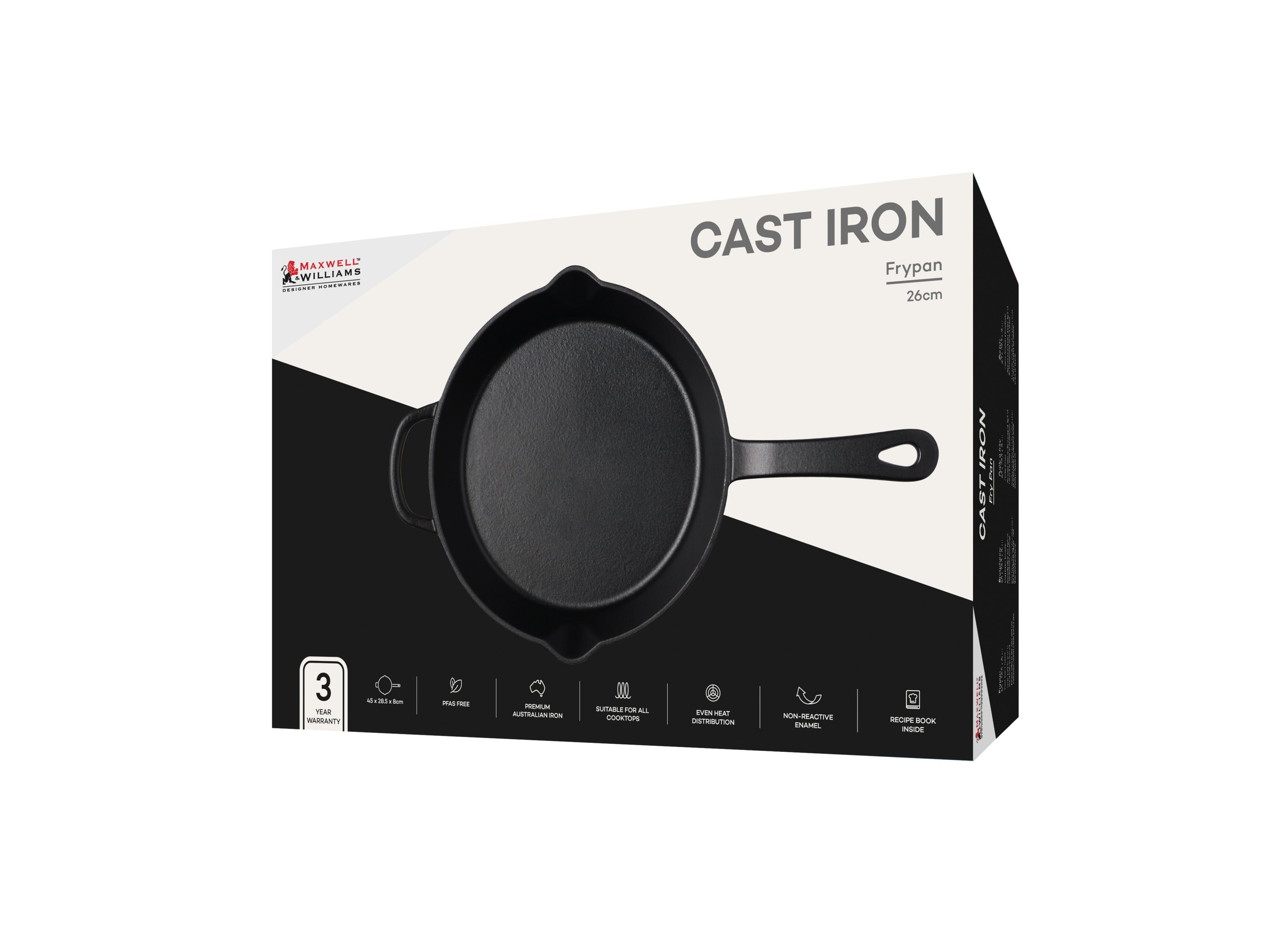 Maxwell & Williams Cast Iron Frypan Black 26cm Gift Boxed