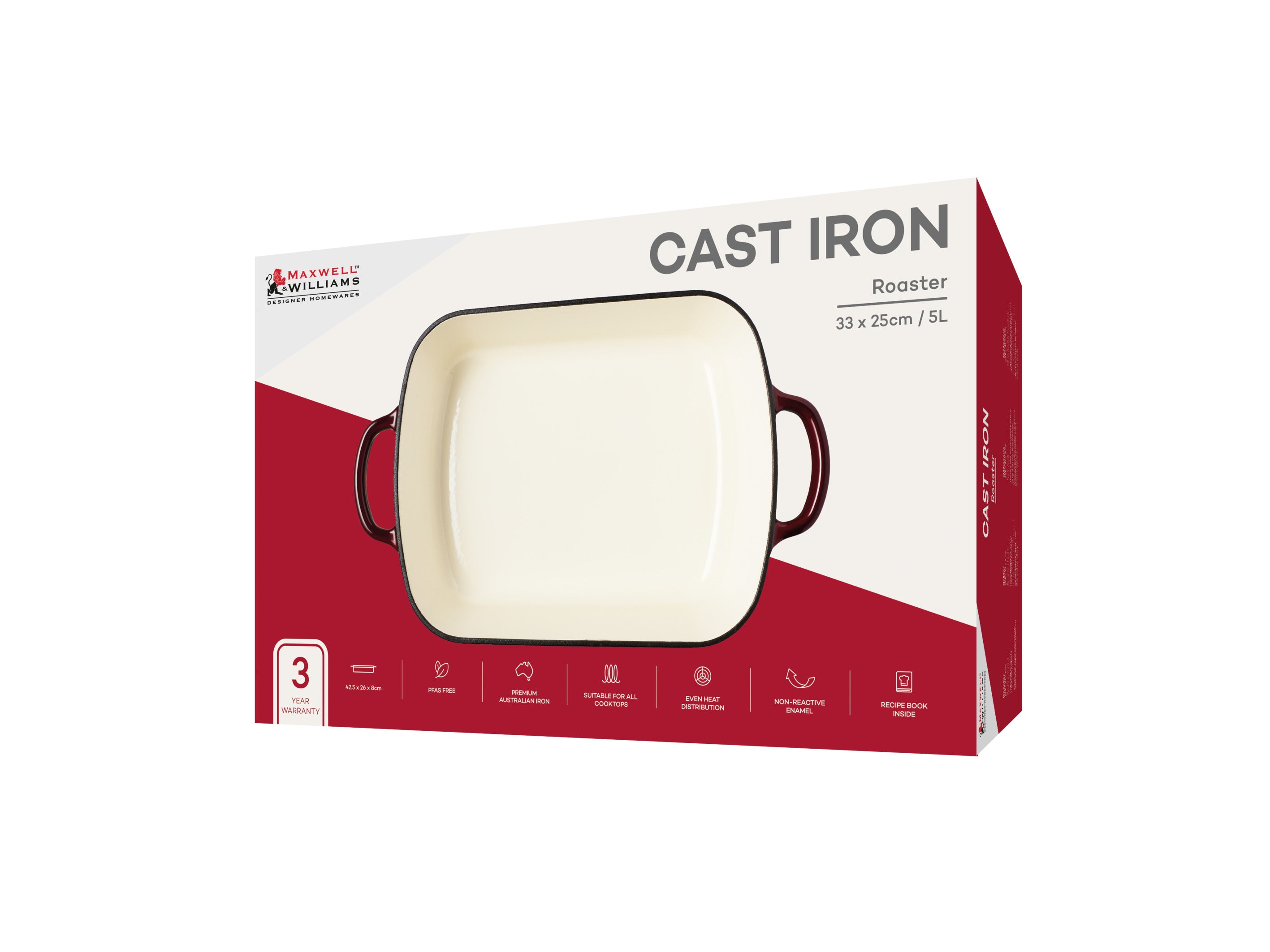 Maxwell & Williams Cast Iron Roaster Merlot 34x26cm / 5L Gift Boxed