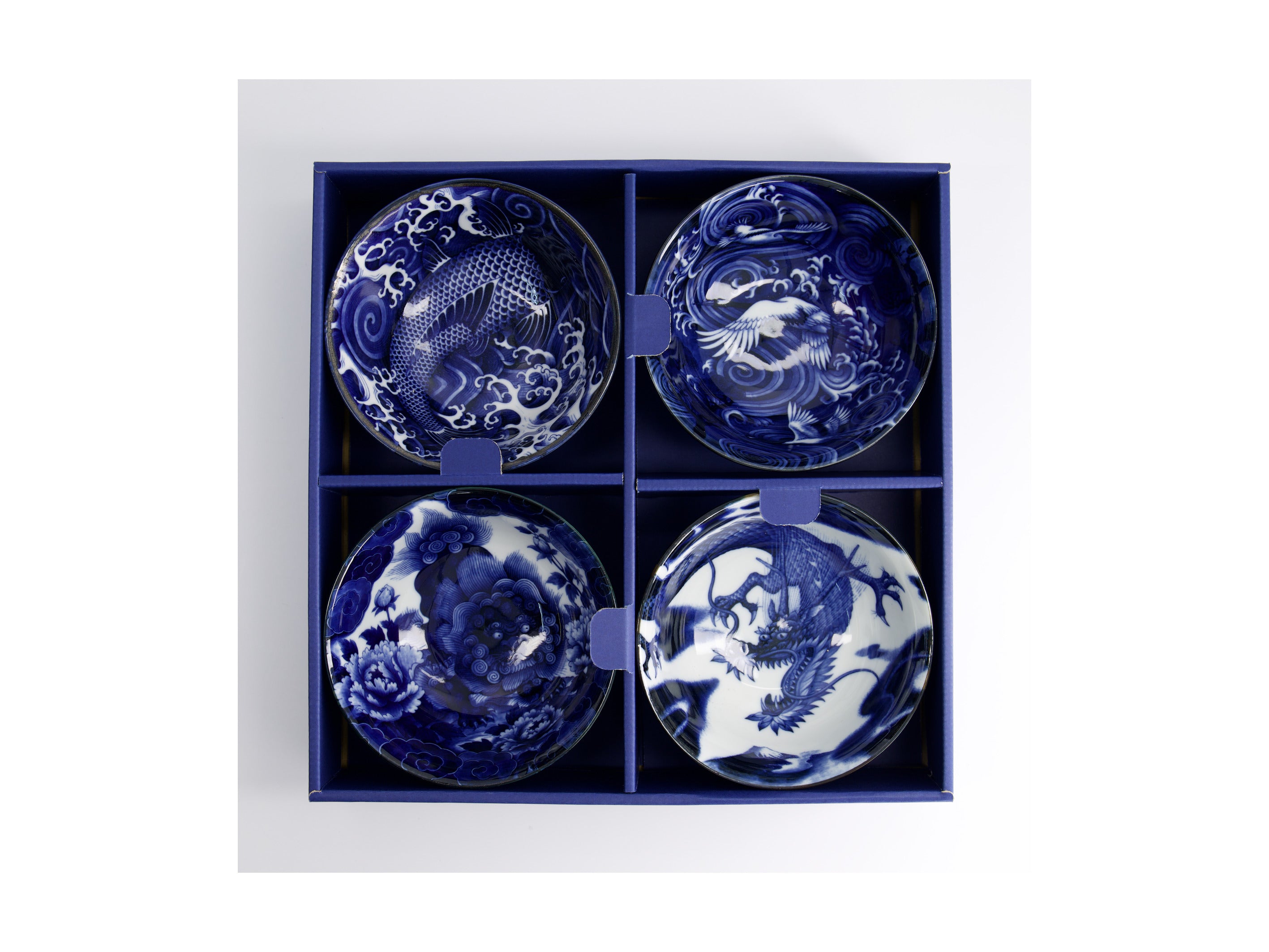 Tokyo Design Japonism Mixed Bowl 4pc Giftset - 14cm Blue - Gift Boxed - Made In Japan