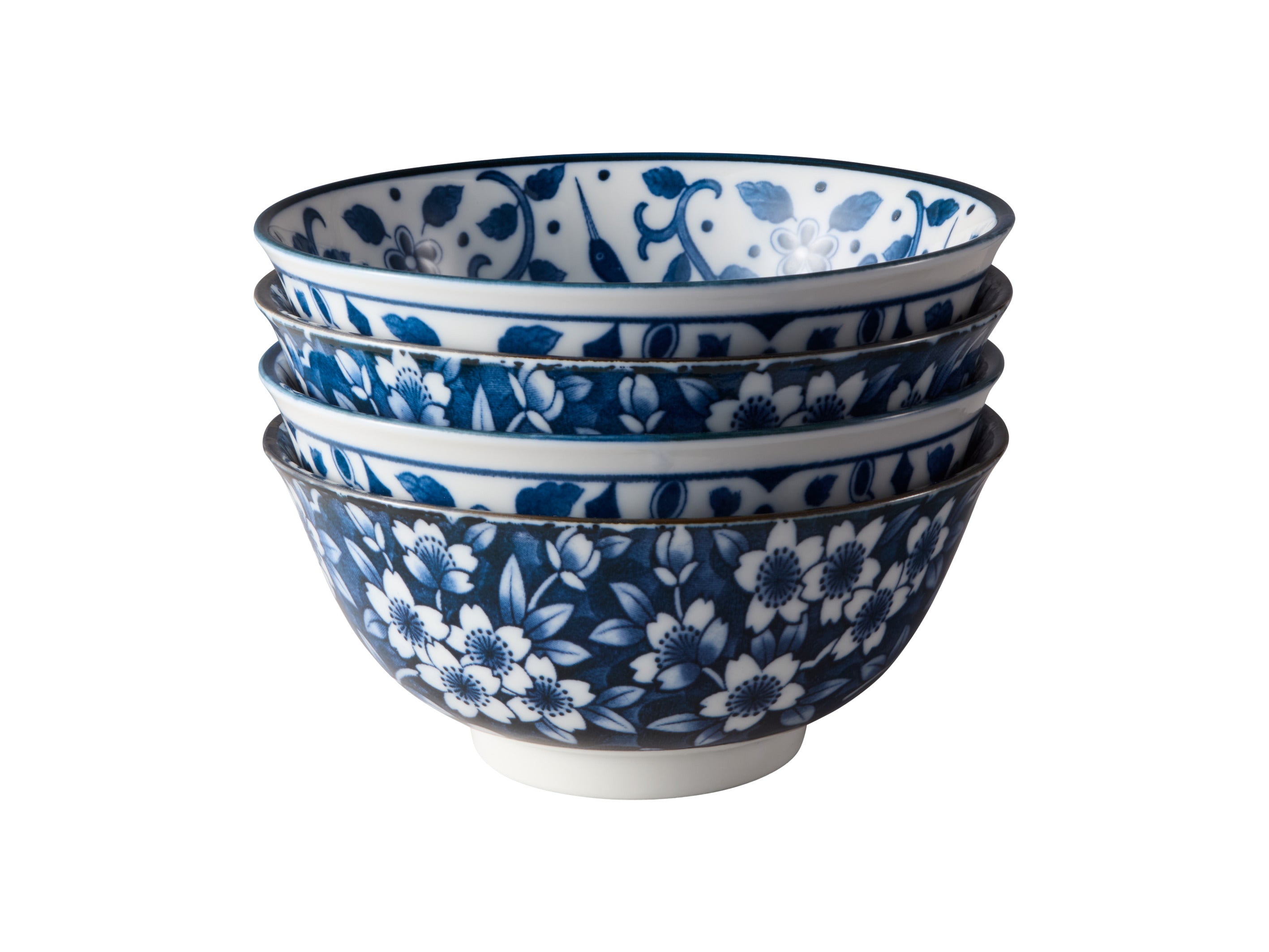 Tokyo Design Studio Tokyo Blue Sakura Maizuru Bowl 4pc Giftset - Gift Boxed - Made In Japan