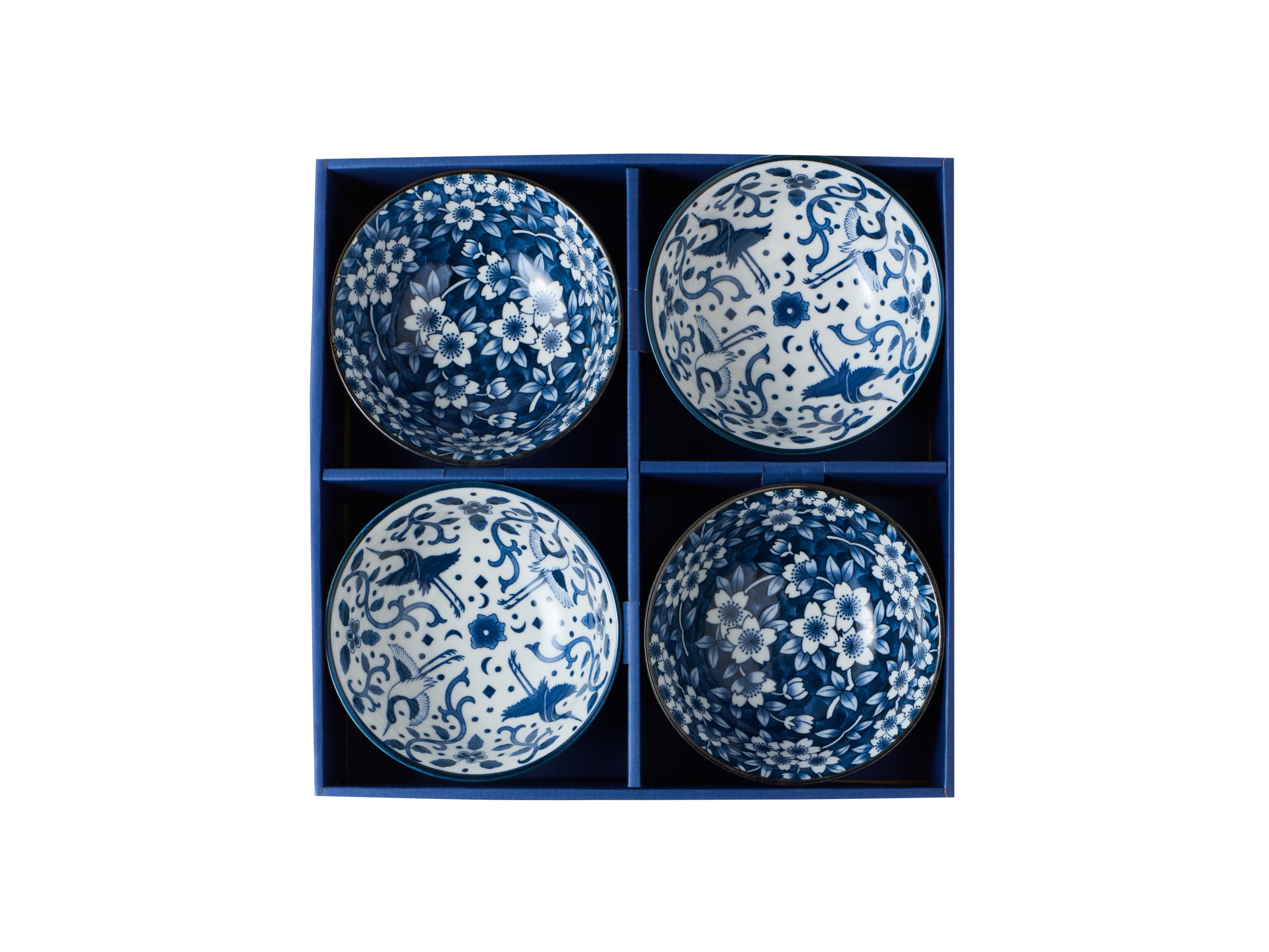 Tokyo Design Studio Tokyo Blue Sakura Maizuru Bowl 4pc Giftset - Gift Boxed - Made In Japan