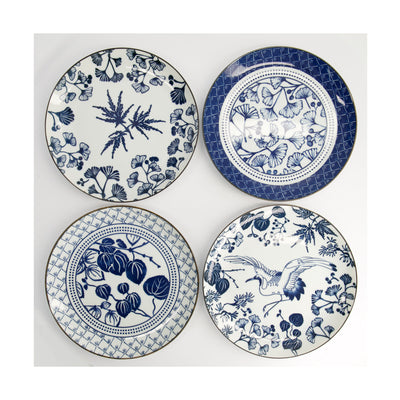 Tokyo Design Studio Flora Japonica Plate 4pc Giftset - 25cm Mixed - Gift Boxed - Made In Japan