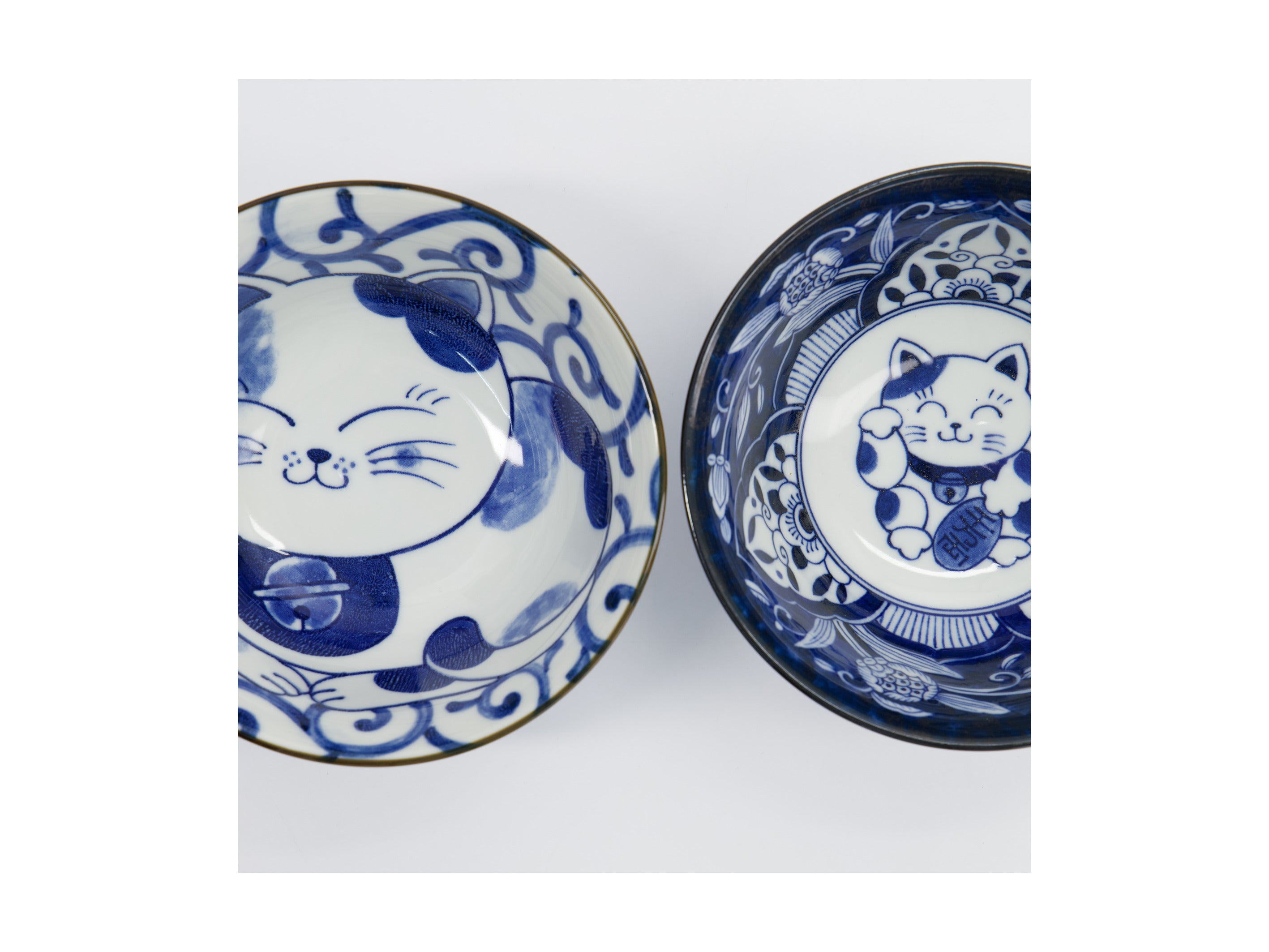Tokyo Design Studio Kawaii Cat Neko Bowl 2pc With Chopsticks - Swirl Cat - Gift Boxed - Made In Japan