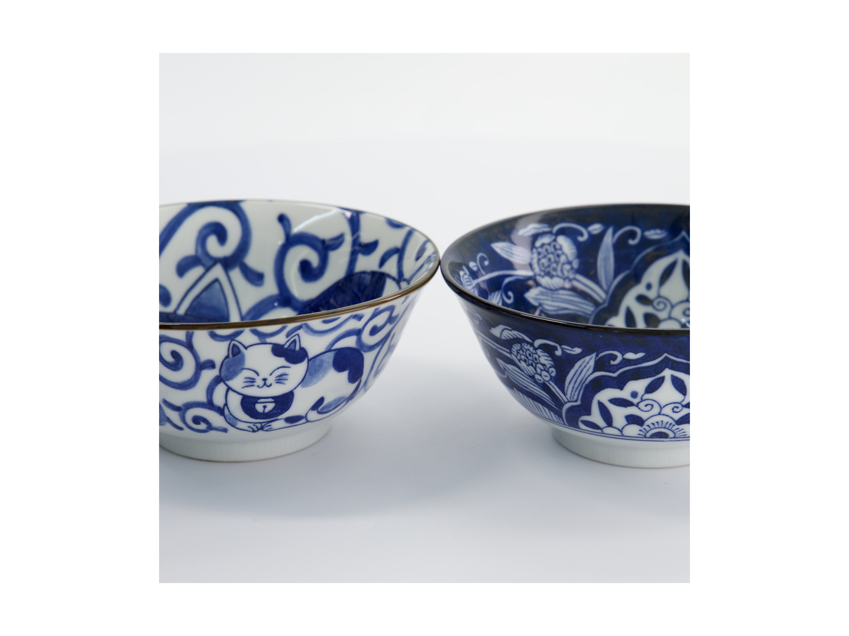 Tokyo Design Studio Kawaii Cat Neko Bowl 2pc With Chopsticks - Swirl Cat - Gift Boxed - Made In Japan