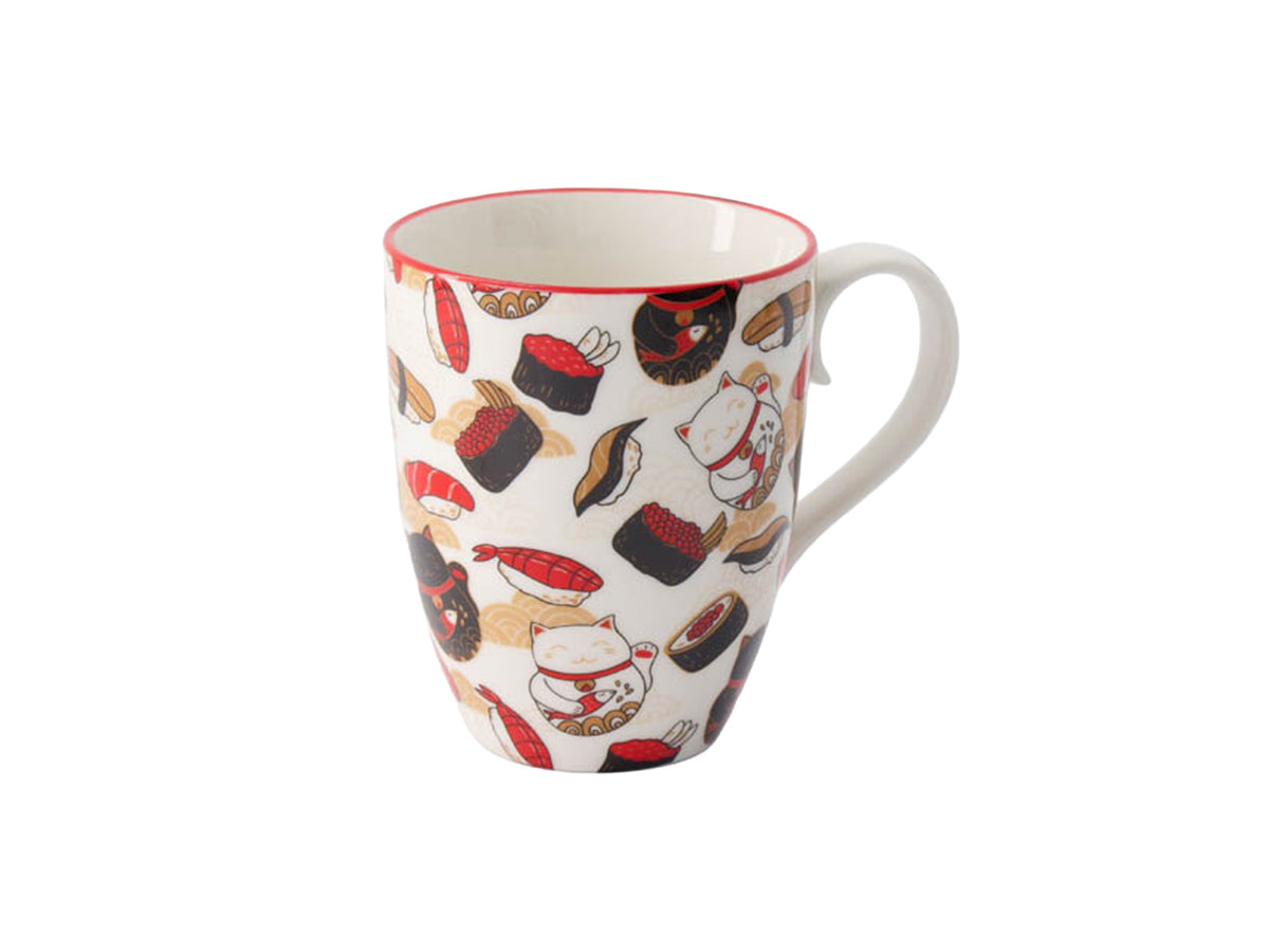 Tokyo Design Mug Mountain Mug 380ML Cat & Sushi White Gift Boxed