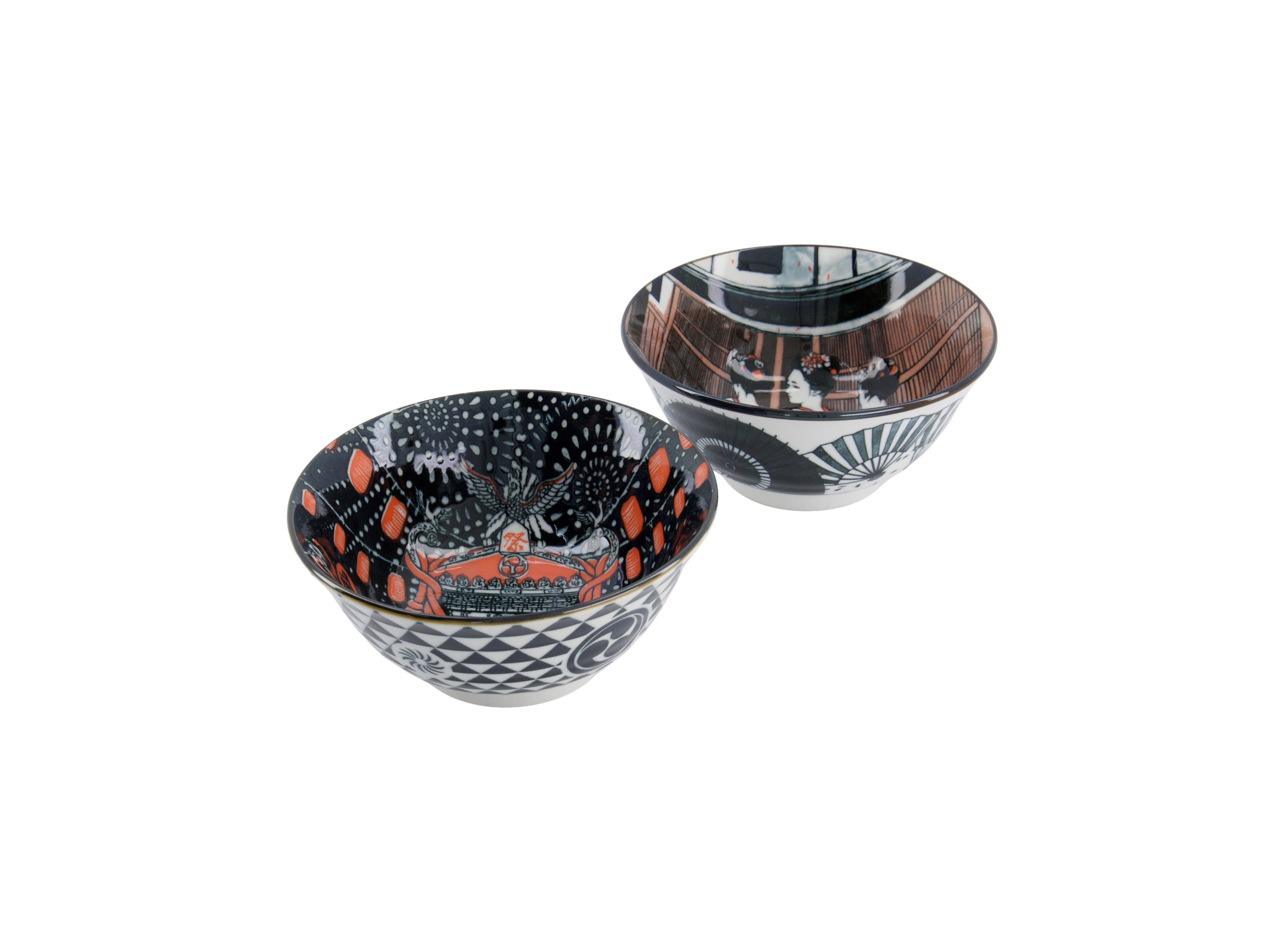 Tokyo Design Asakusa Tayo Bowl 2pc With Chopsticks Geisha - Gift Boxed