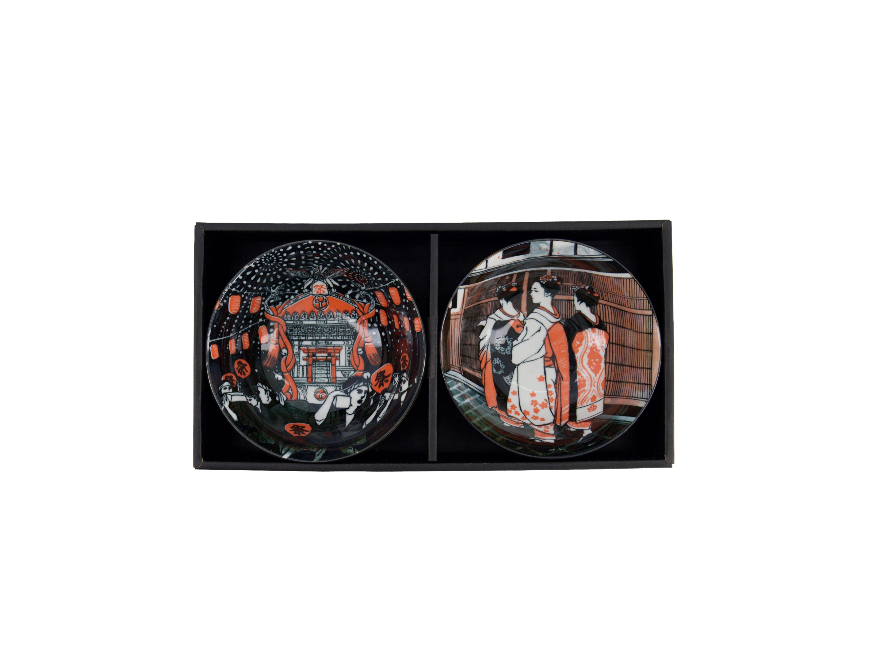Tokyo Design Asakusa Tayo Bowl 2pc With Chopsticks Geisha - Gift Boxed