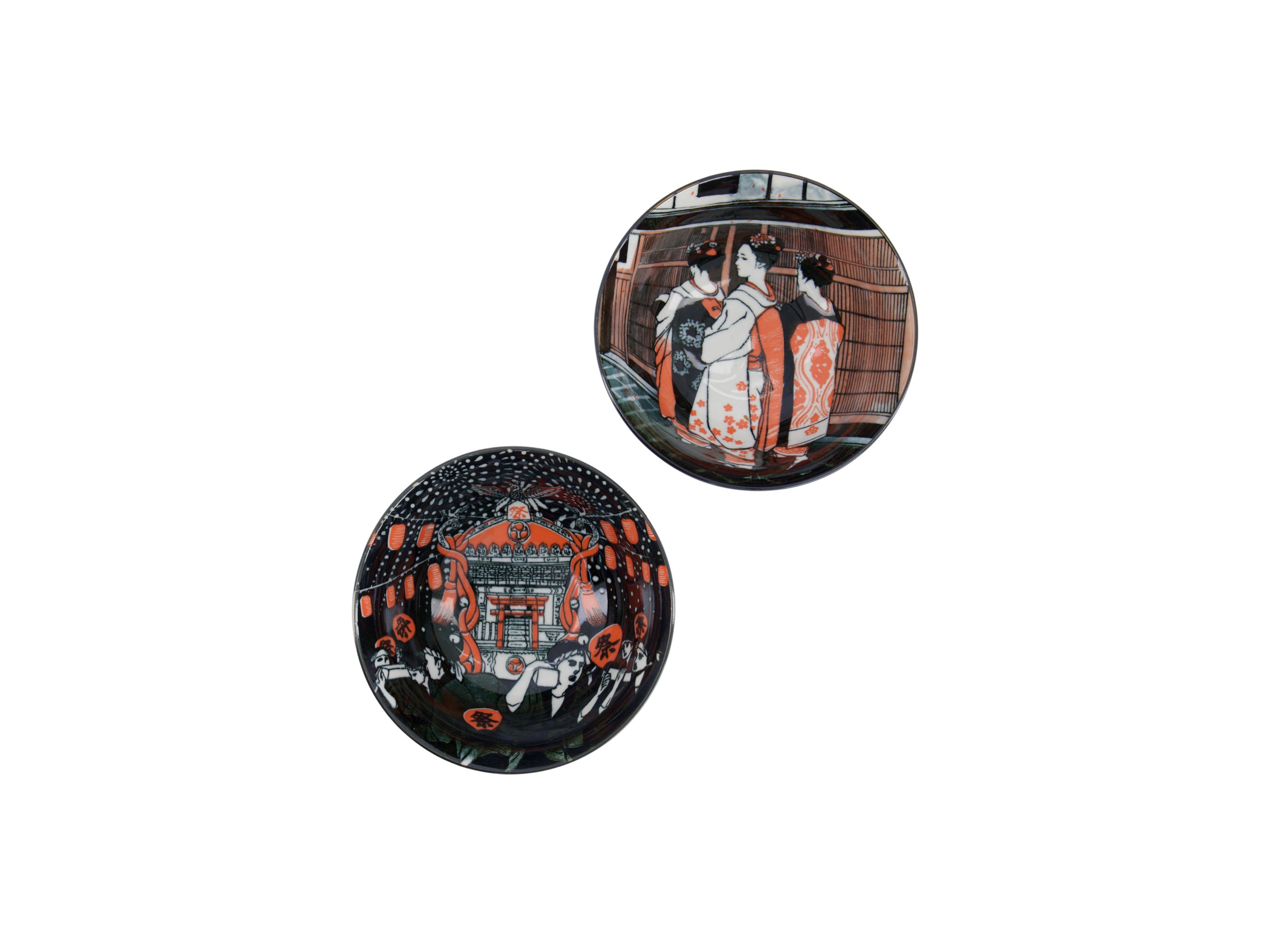 Tokyo Design Asakusa Tayo Bowl 2pc With Chopsticks Geisha - Gift Boxed
