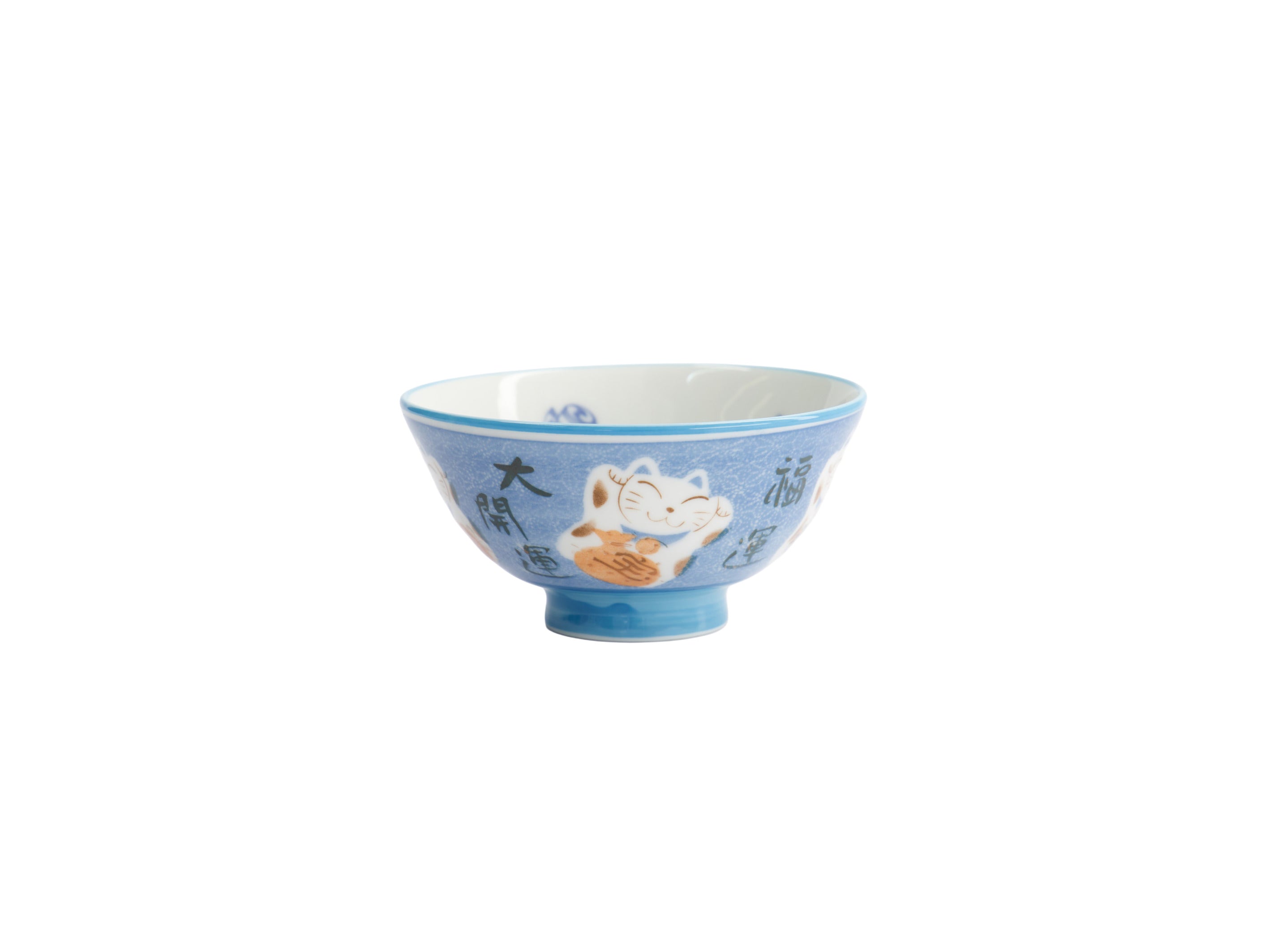 Tokyo Design Kawaii Rice Bowl 11.5x6cm Cat Neko - Fortune Blue