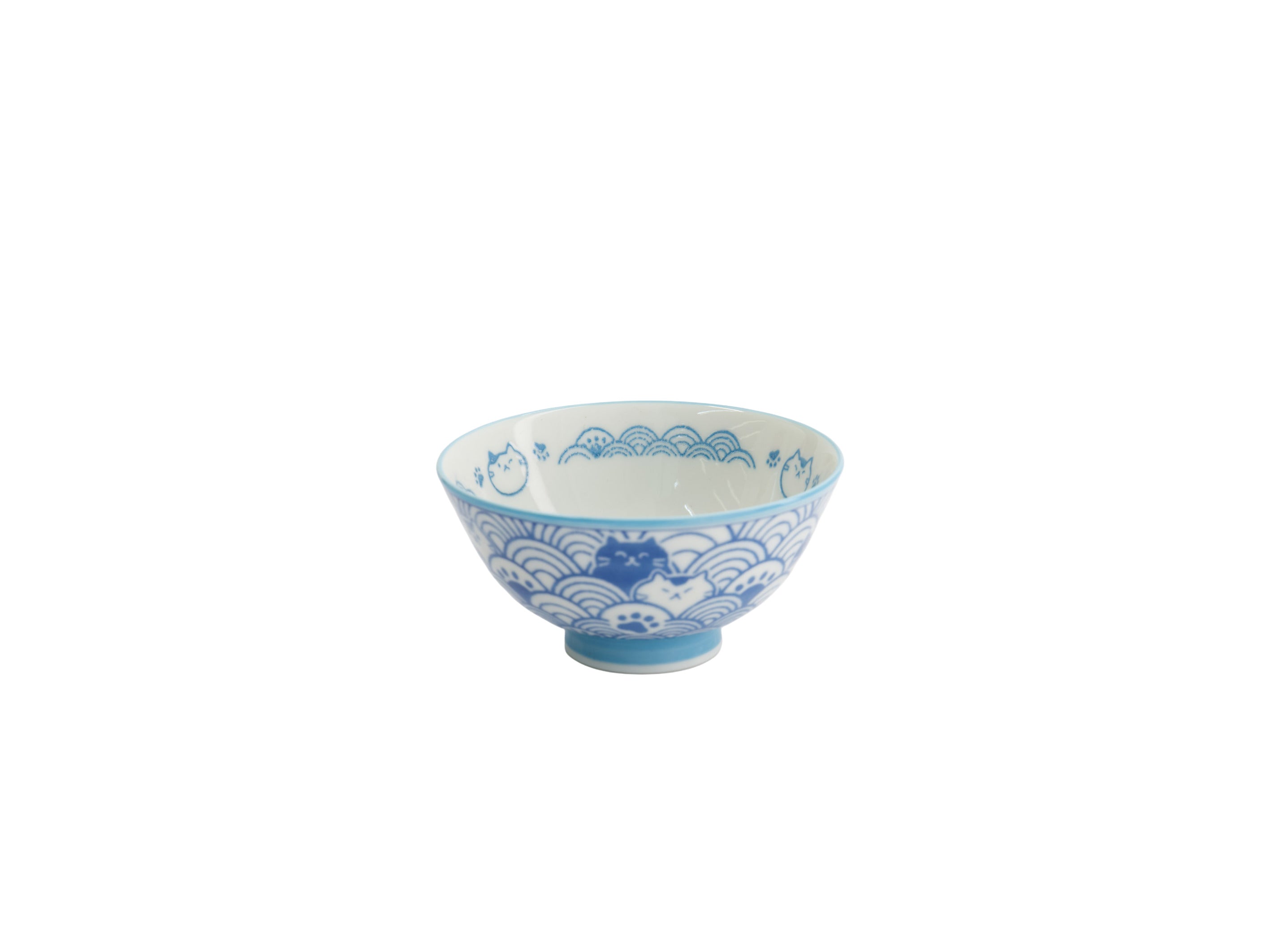 Tokyo Design Kawaii Rice Bowl 11.5x6cm Cat Neko - Nami Light Blue